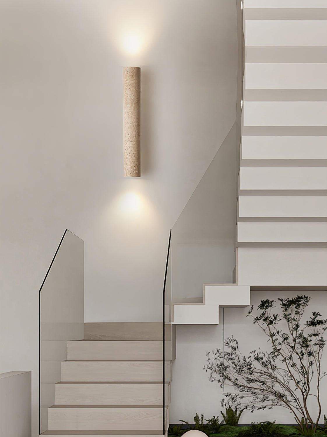 Olvaros Slim Cylinder Travertine Wall Light - Blowlighting