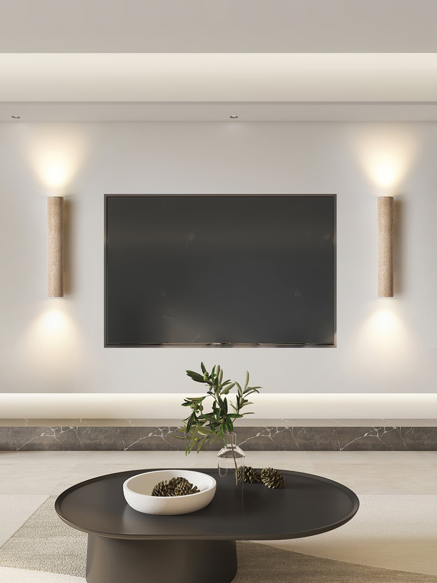 Olvaros Slim Cylinder Travertine Wall Light - Blowlighting