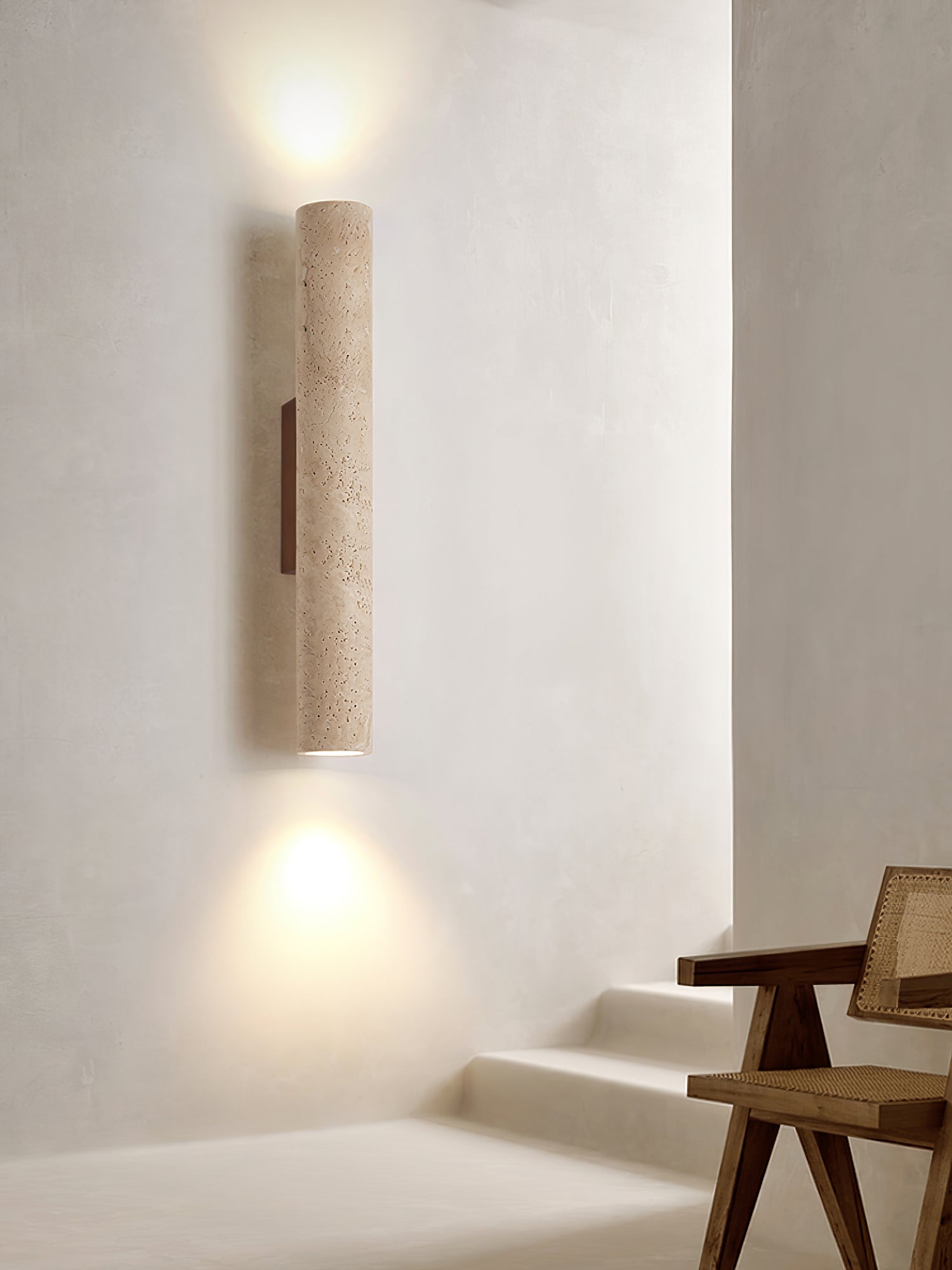 Olvaros Slim Cylinder Travertine Wall Light - Blowlighting