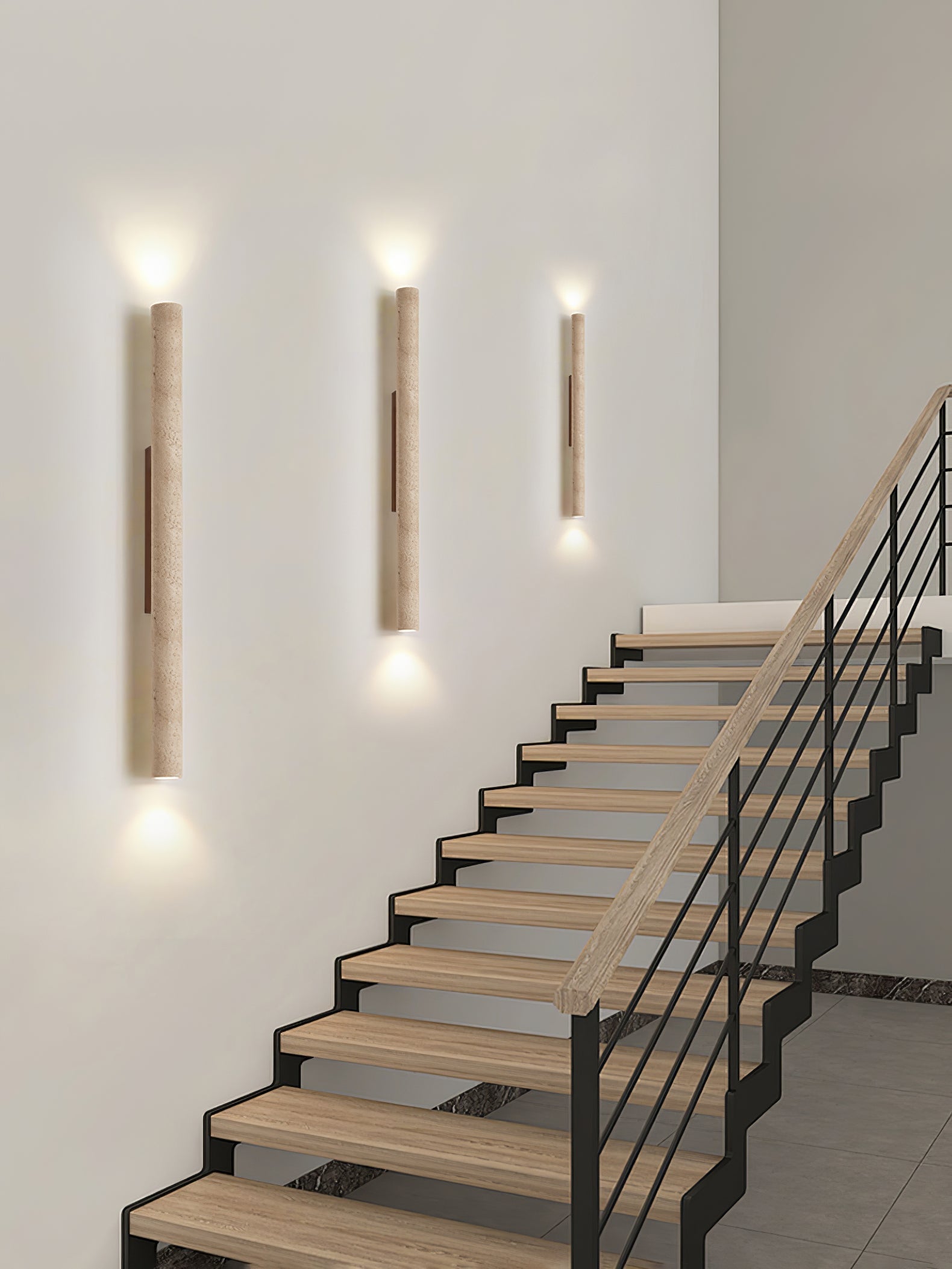 Olvaros Slim Cylinder Travertine Wall Light - Blowlighting