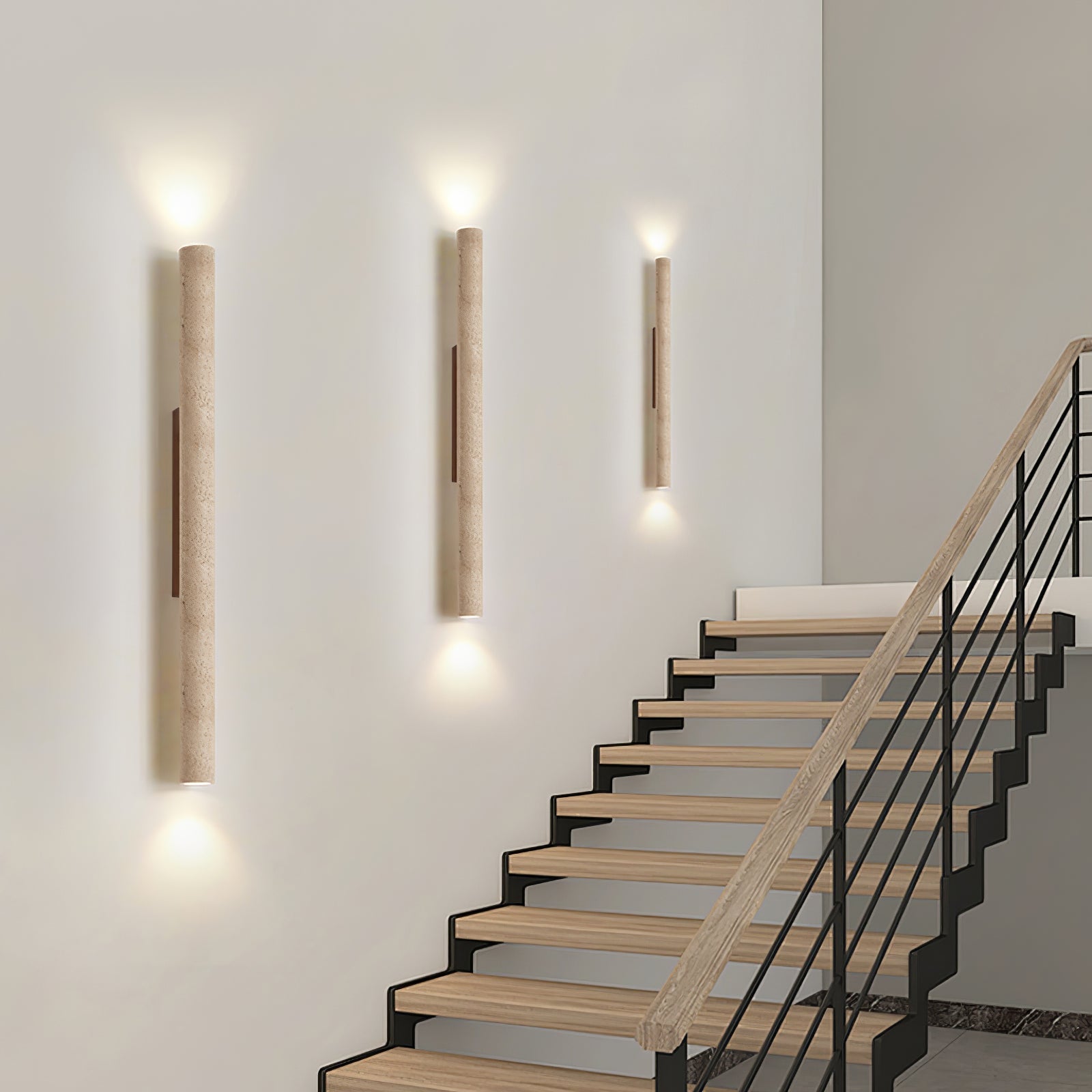 Olvaros Slim Cylinder Travertine Wall Light - Blowlighting
