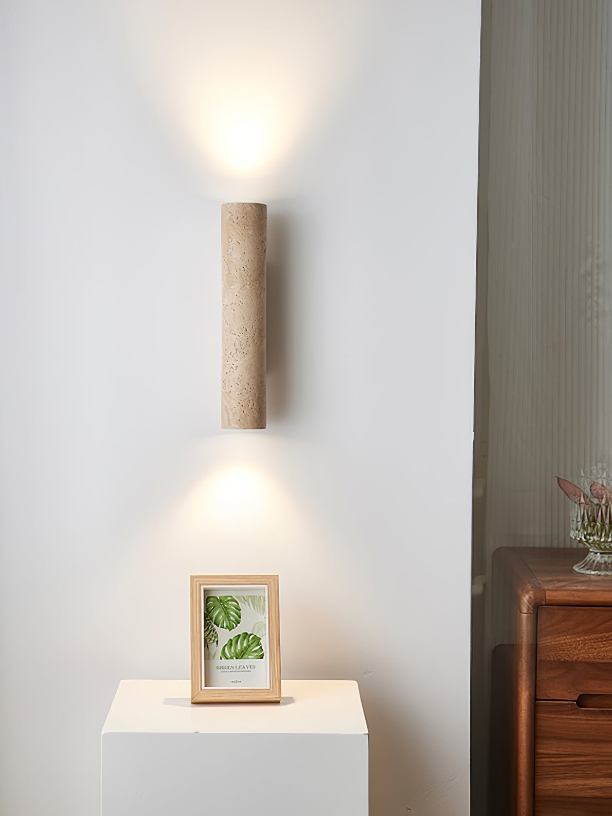 Olvaros Slim Cylinder Travertine Wall Light - Blowlighting