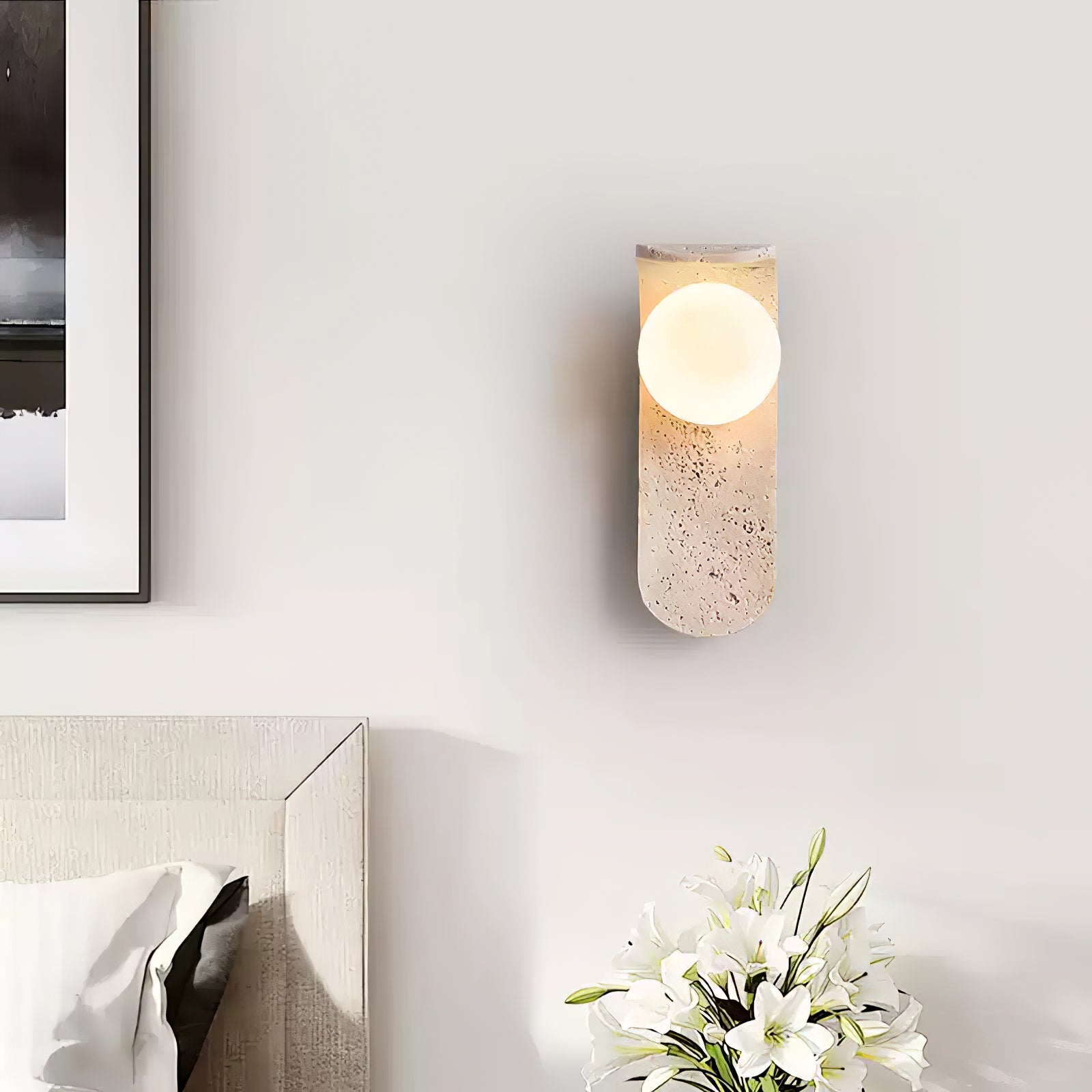 Cutalos Sconce-Frame Travertine Wall Light - Blowlighting