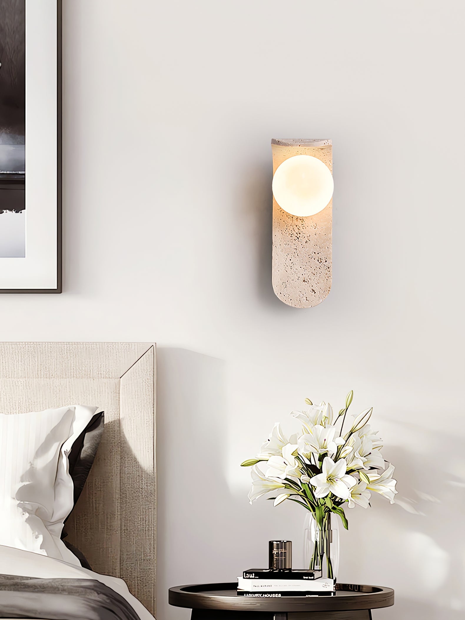Cutalos Sconce-Frame Travertine Wall Light - Blowlighting