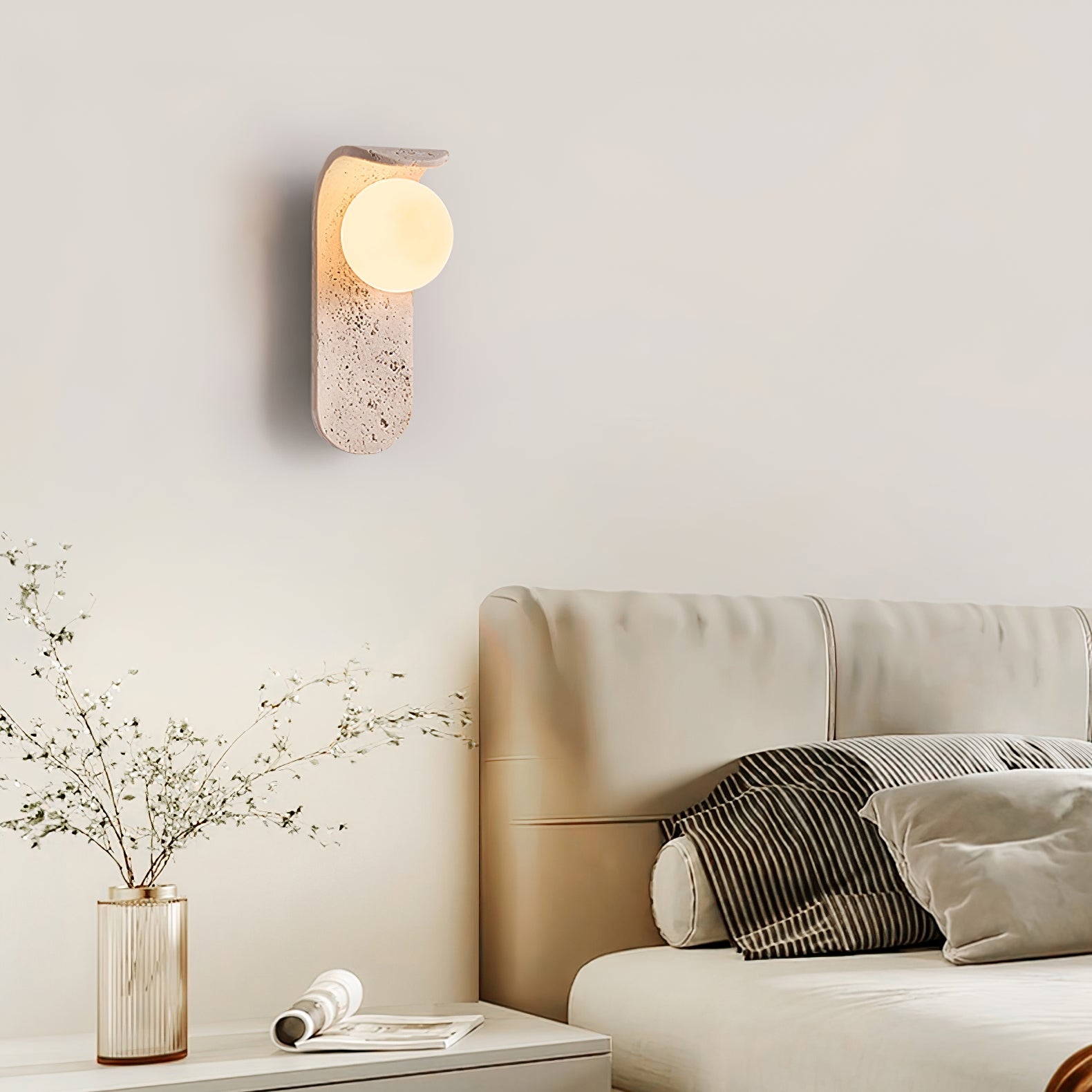 Cutalos Sconce-Frame Travertine Wall Light - Blowlighting