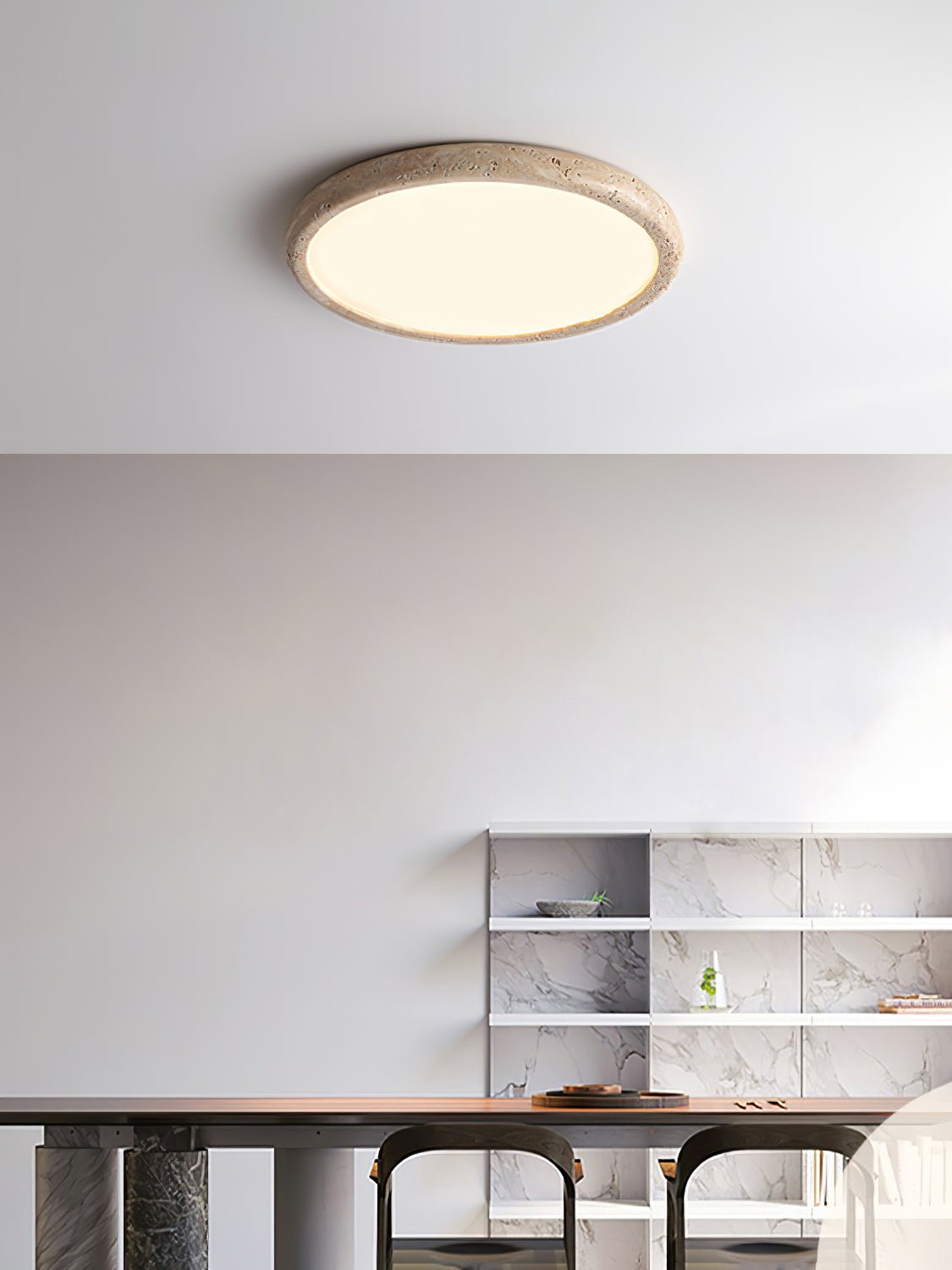 Aurrina Ring Frame Travertine Ceiling Light - Blowlighting