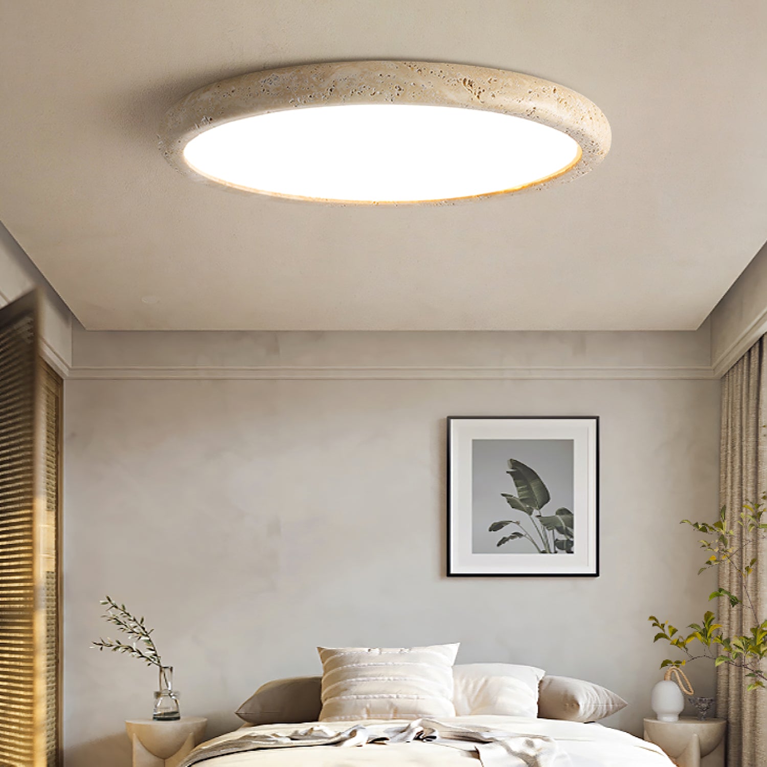 Aurrina Ring Frame Travertine Ceiling Light - Blowlighting
