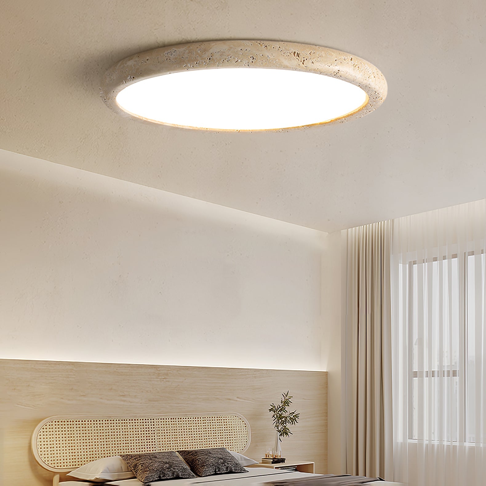 Aurrina Ring Frame Travertine Ceiling Light - Blowlighting