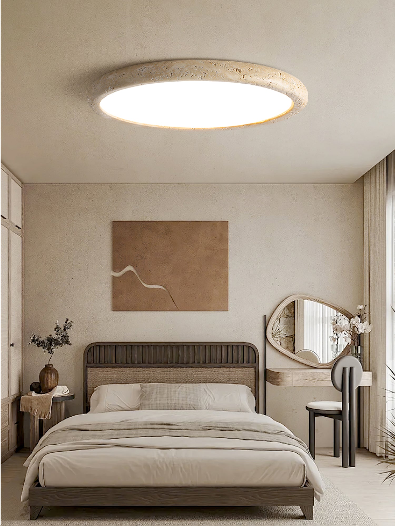 Aurrina Ring Frame Travertine Ceiling Light - Blowlighting