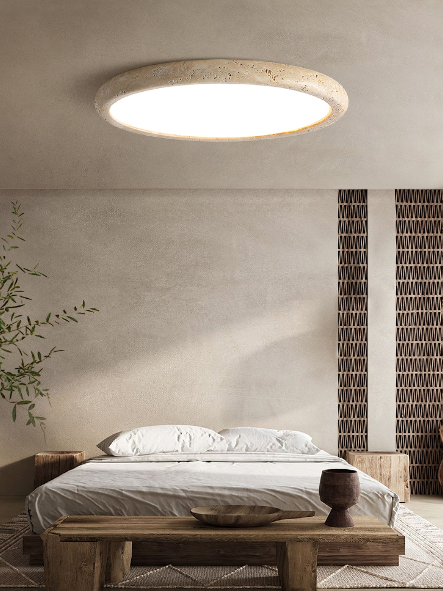 Aurrina Ring Frame Travertine Ceiling Light - Blowlighting