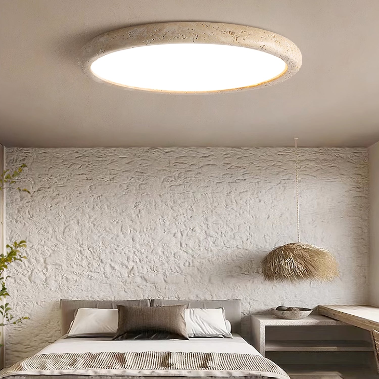 Aurrina Ring Frame Travertine Ceiling Light - Blowlighting