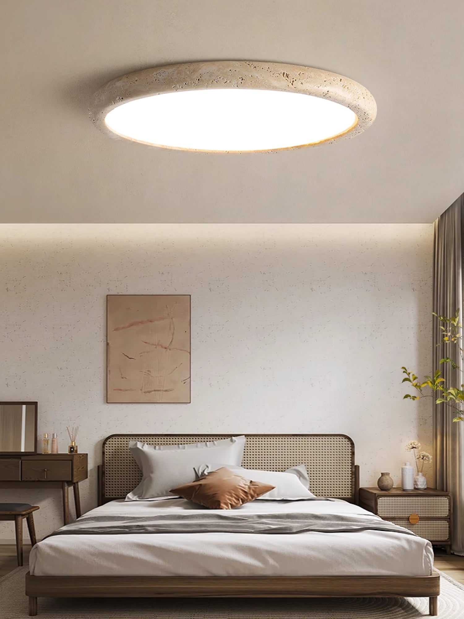 Aurrina Ring Frame Travertine Ceiling Light - Blowlighting