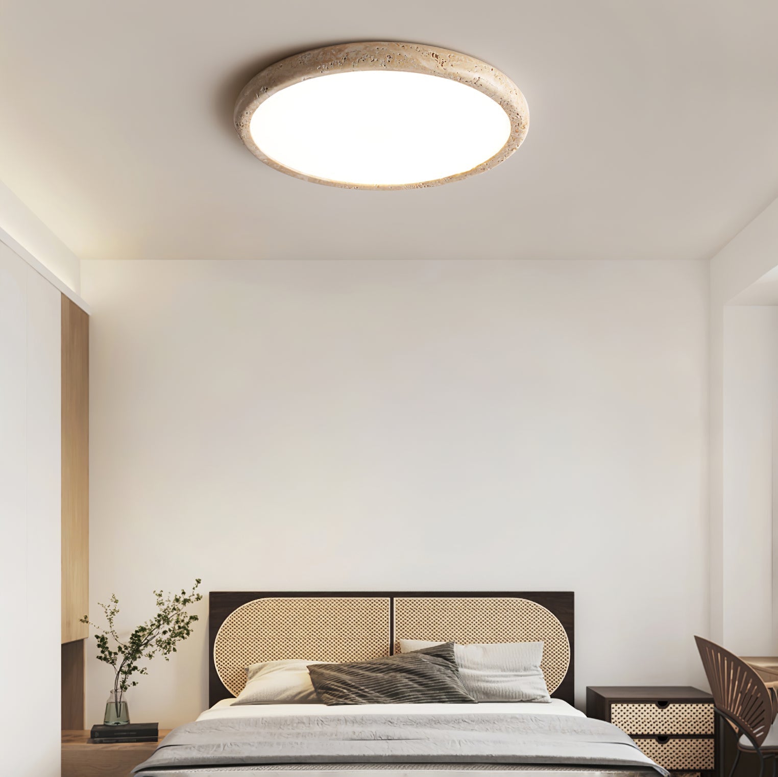 Aurrina Ring Frame Travertine Ceiling Light - Blowlighting