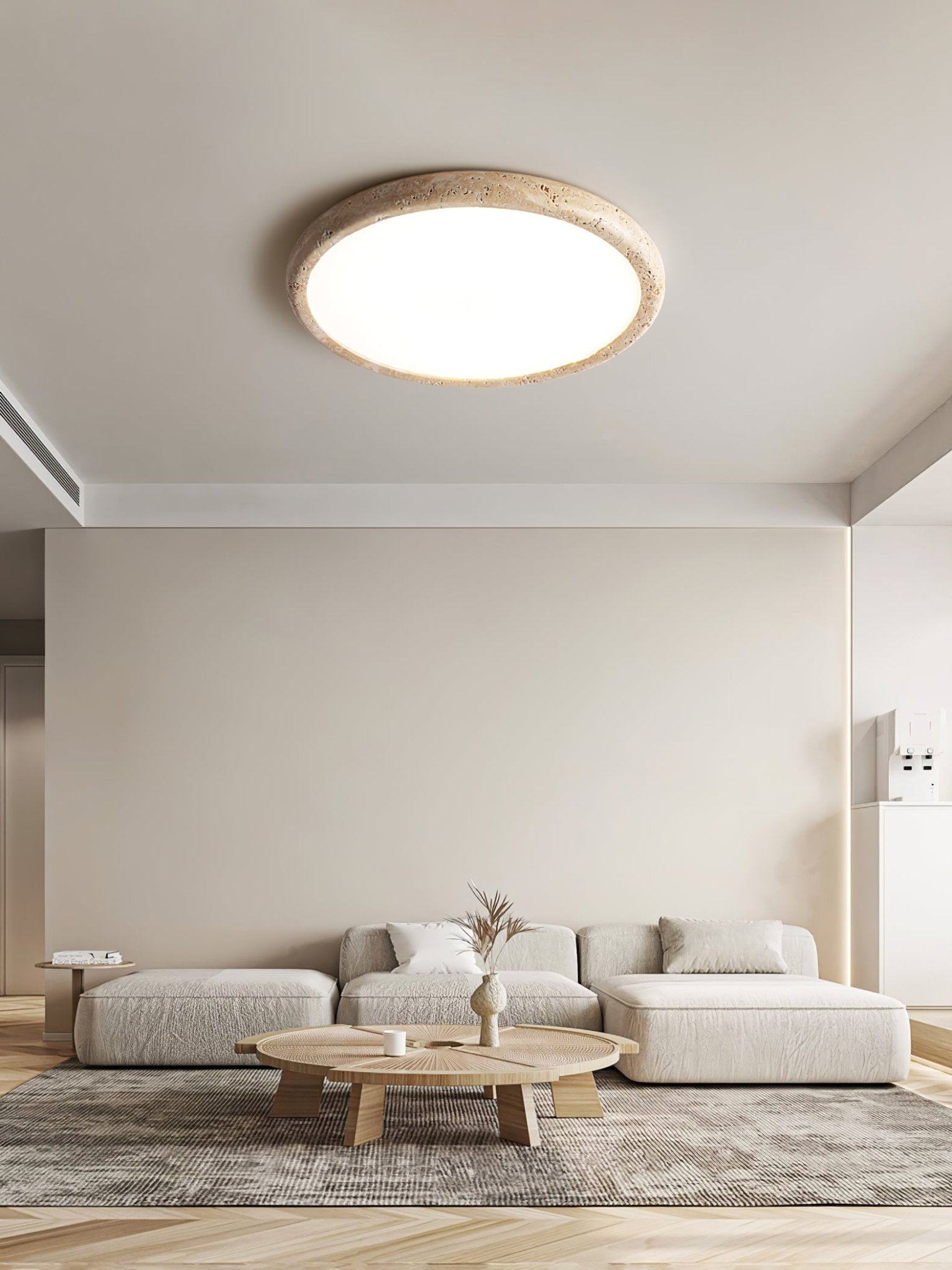 Aurrina Ring Frame Travertine Ceiling Light - Blowlighting