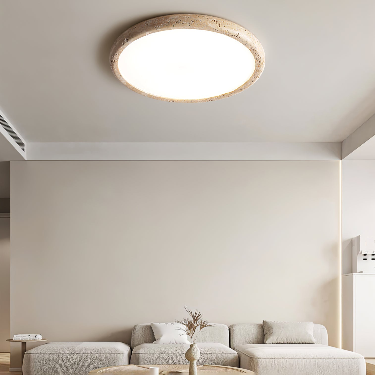 Aurrina Ring Frame Travertine Ceiling Light - Blowlighting