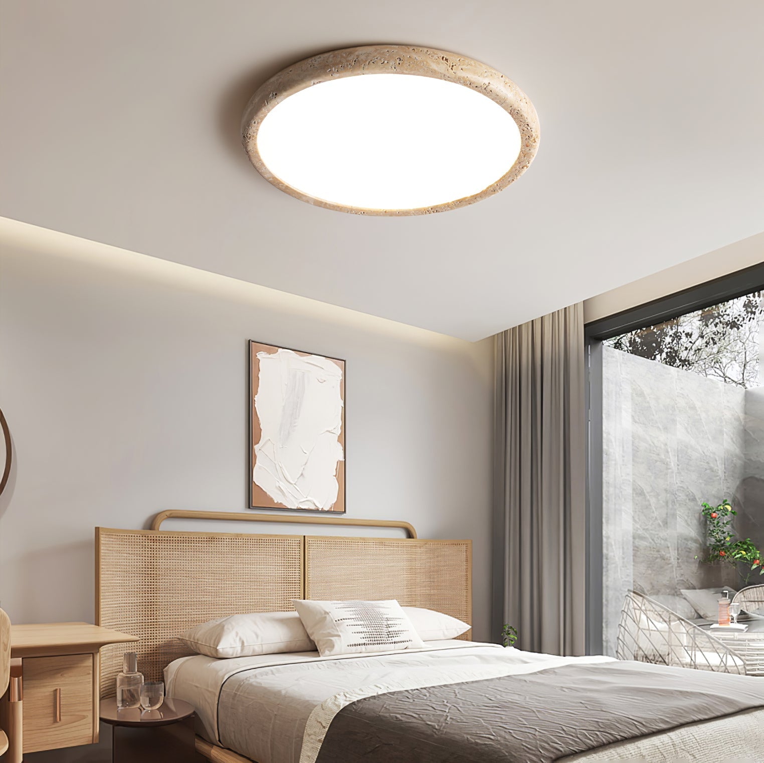 Aurrina Ring Frame Travertine Ceiling Light - Blowlighting