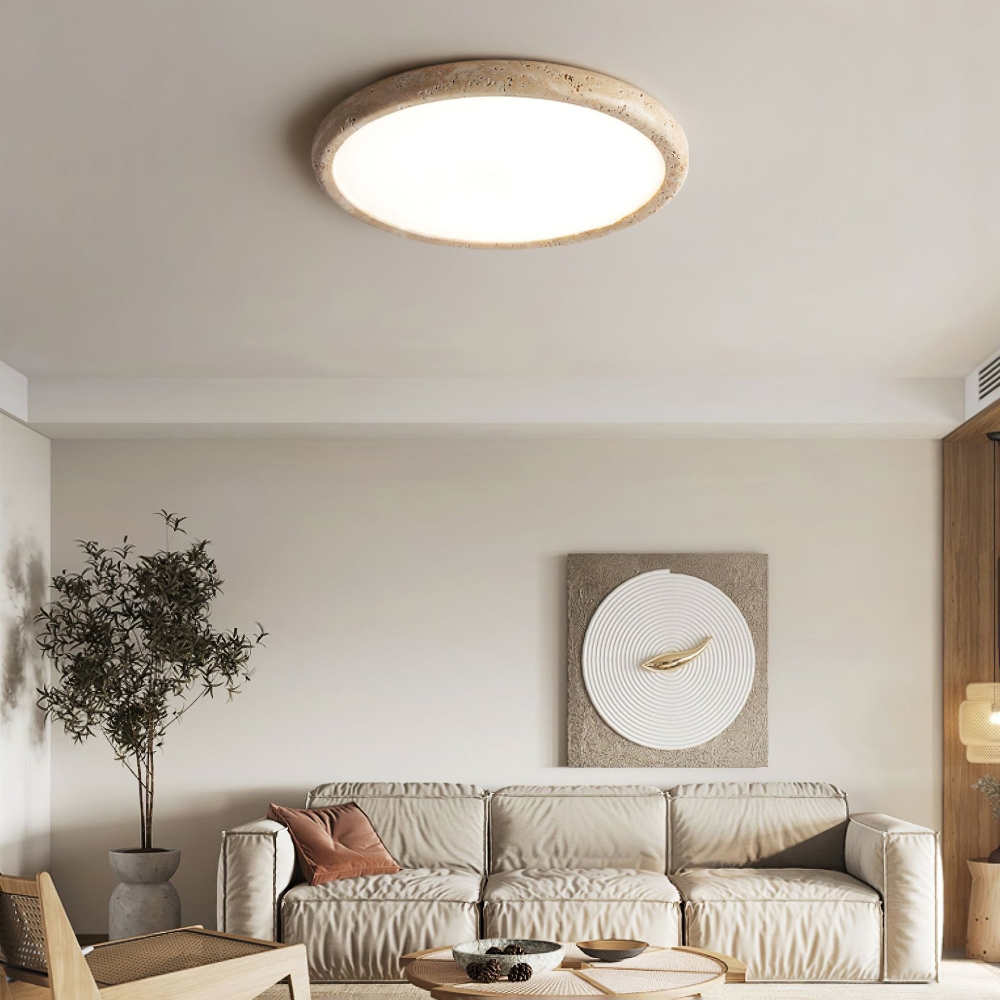 Aurrina Ring Frame Travertine Ceiling Light - Blowlighting