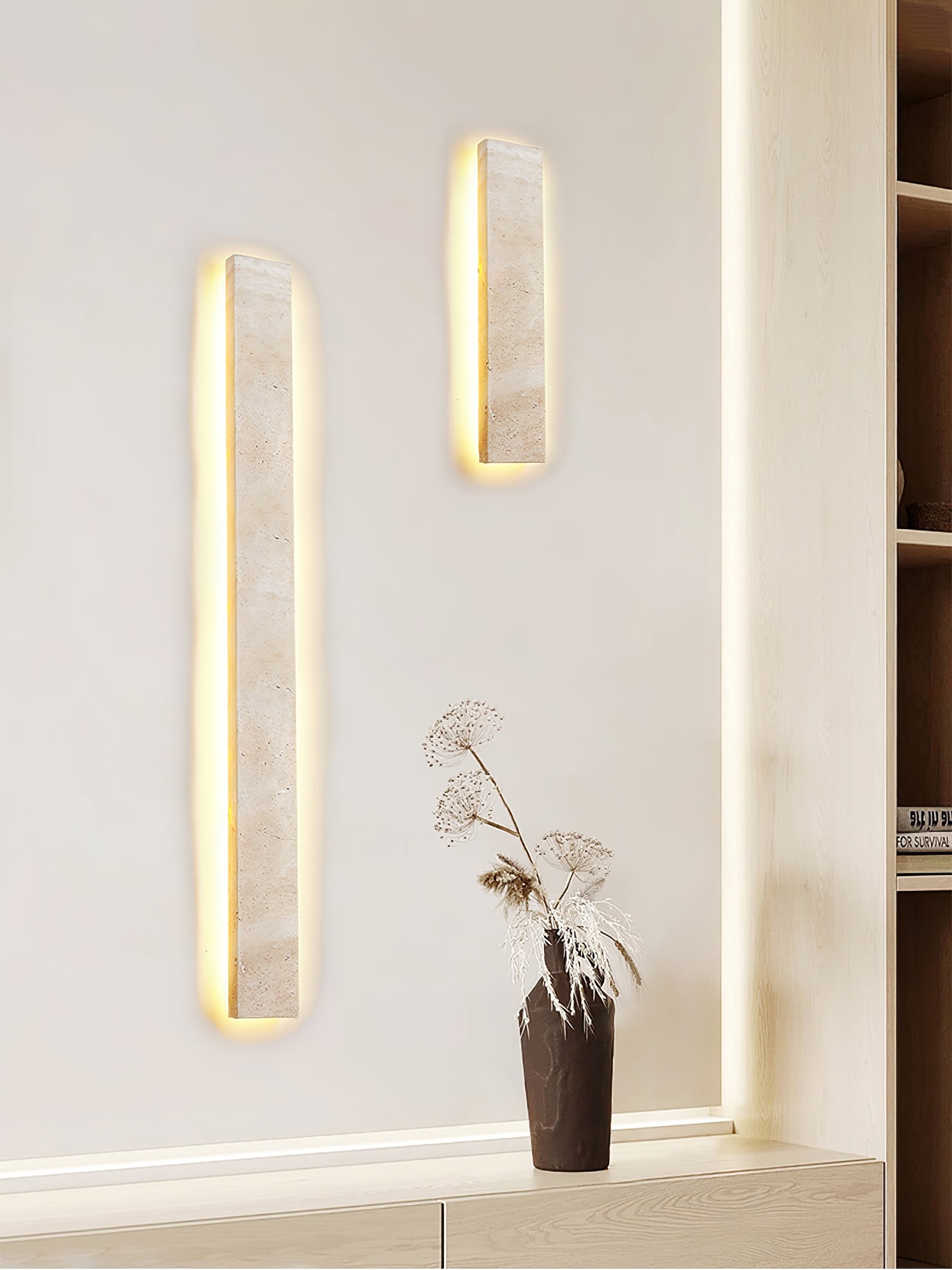 Olnorir Slim Rectangle Travertine Wall Light - Blowlighting
