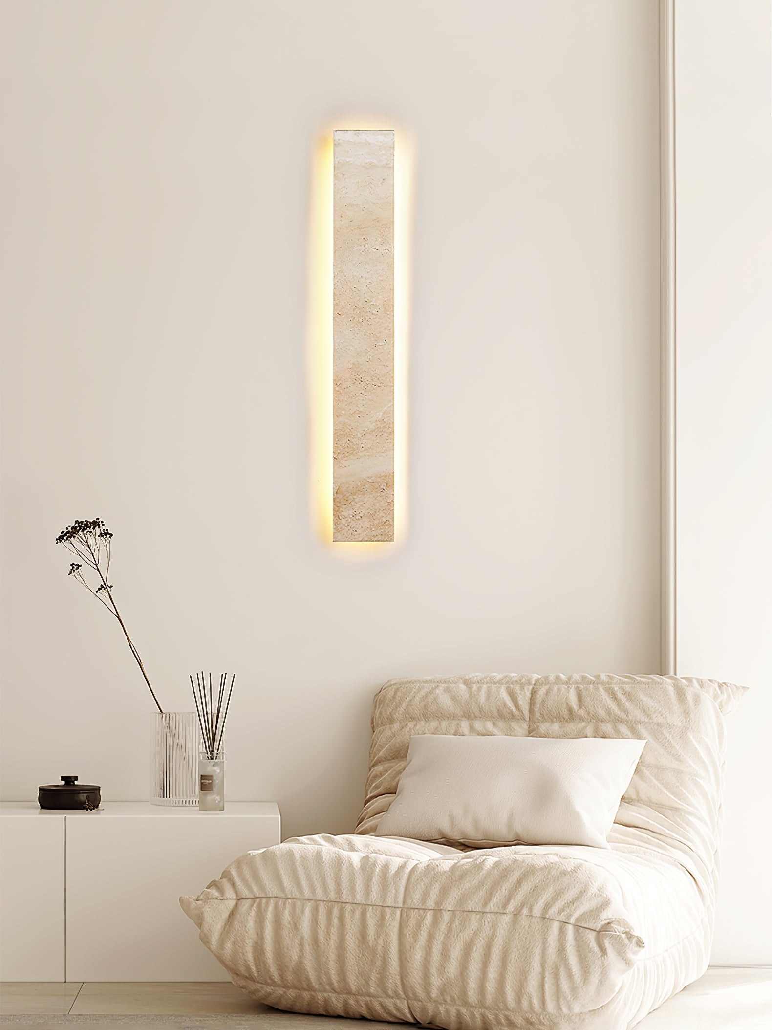 Olnorir Slim Rectangle Travertine Wall Light - Blowlighting