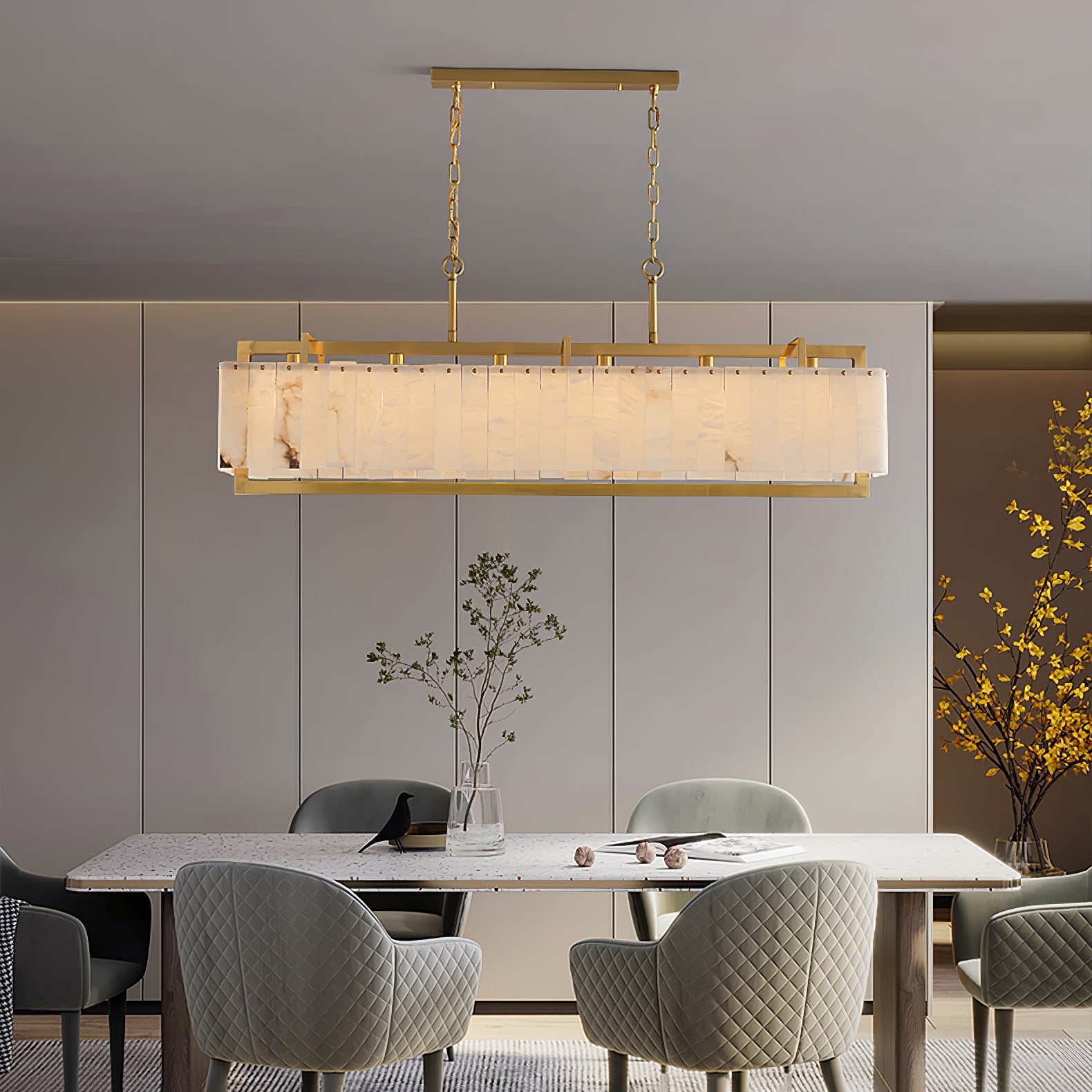Aether Rectangular Alabaster Pendant Light - Blowlighting