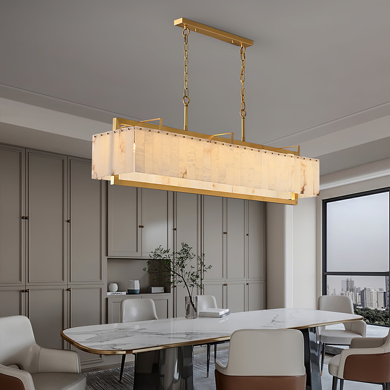 Aether Rectangular Alabaster Pendant Light - Blowlighting