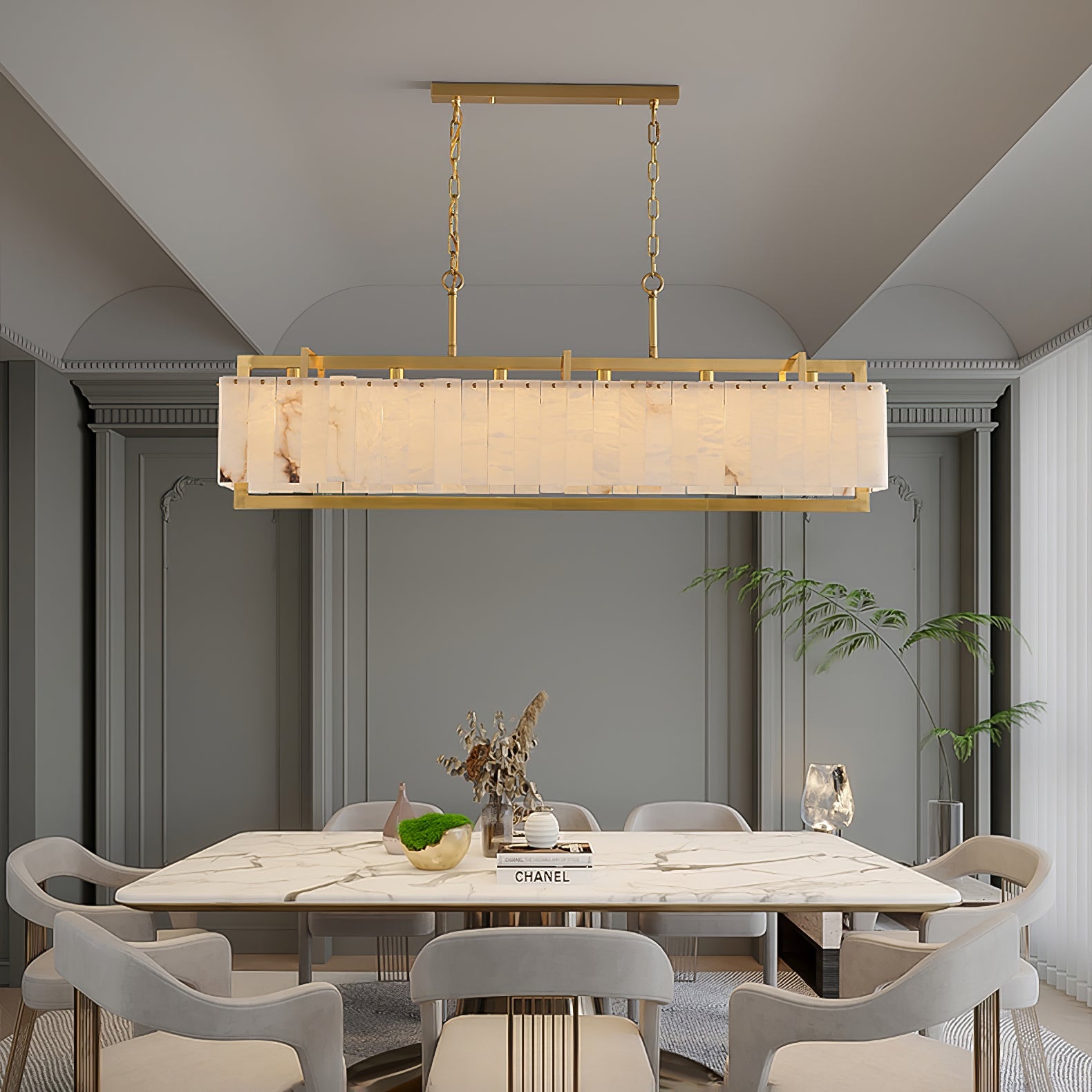 Aether Rectangular Alabaster Pendant Light - Blowlighting