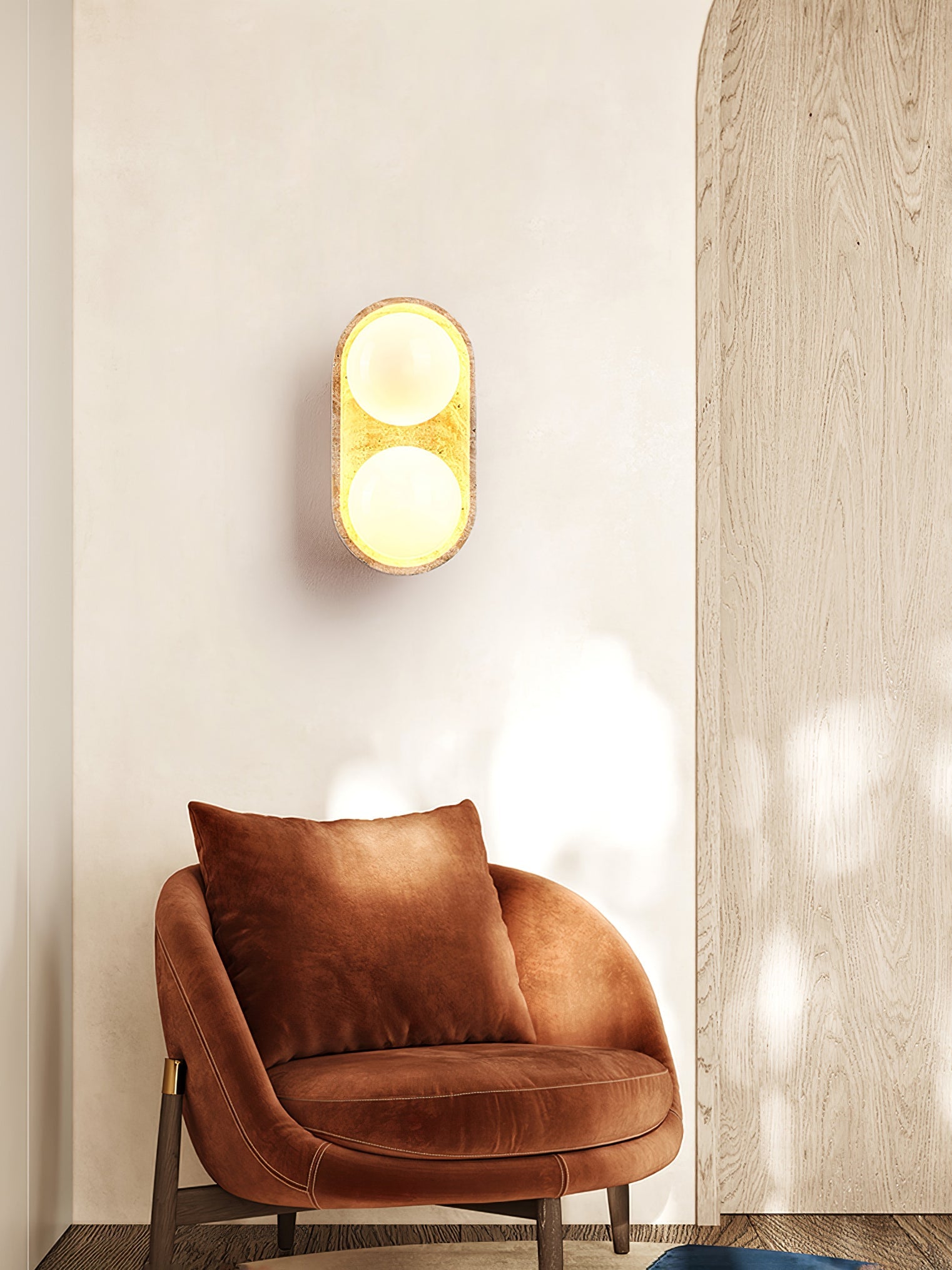 Trio Globe Travertine Wall Sconce - Blowlighting