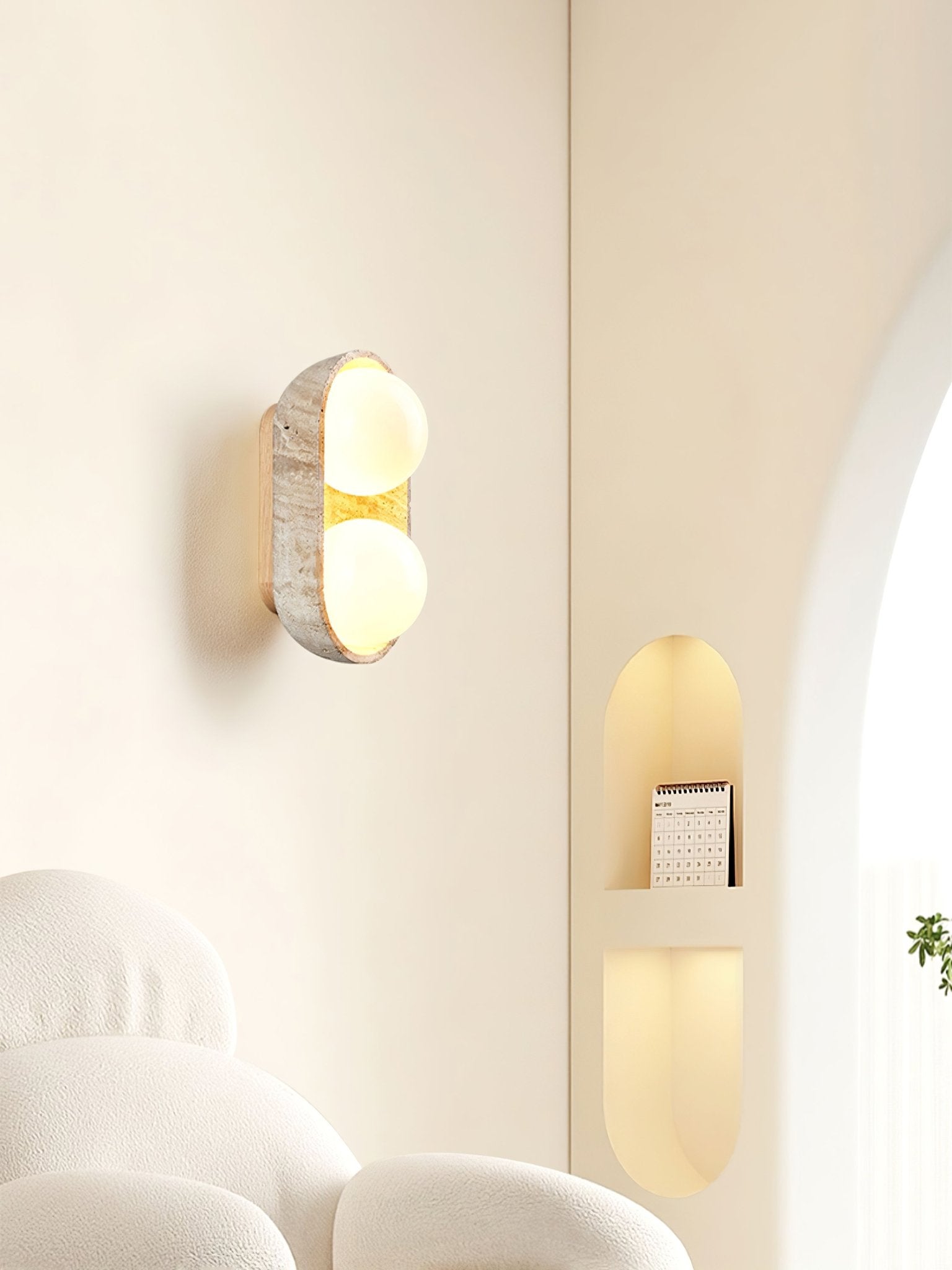 Trio Globe Travertine Wall Sconce - Blowlighting