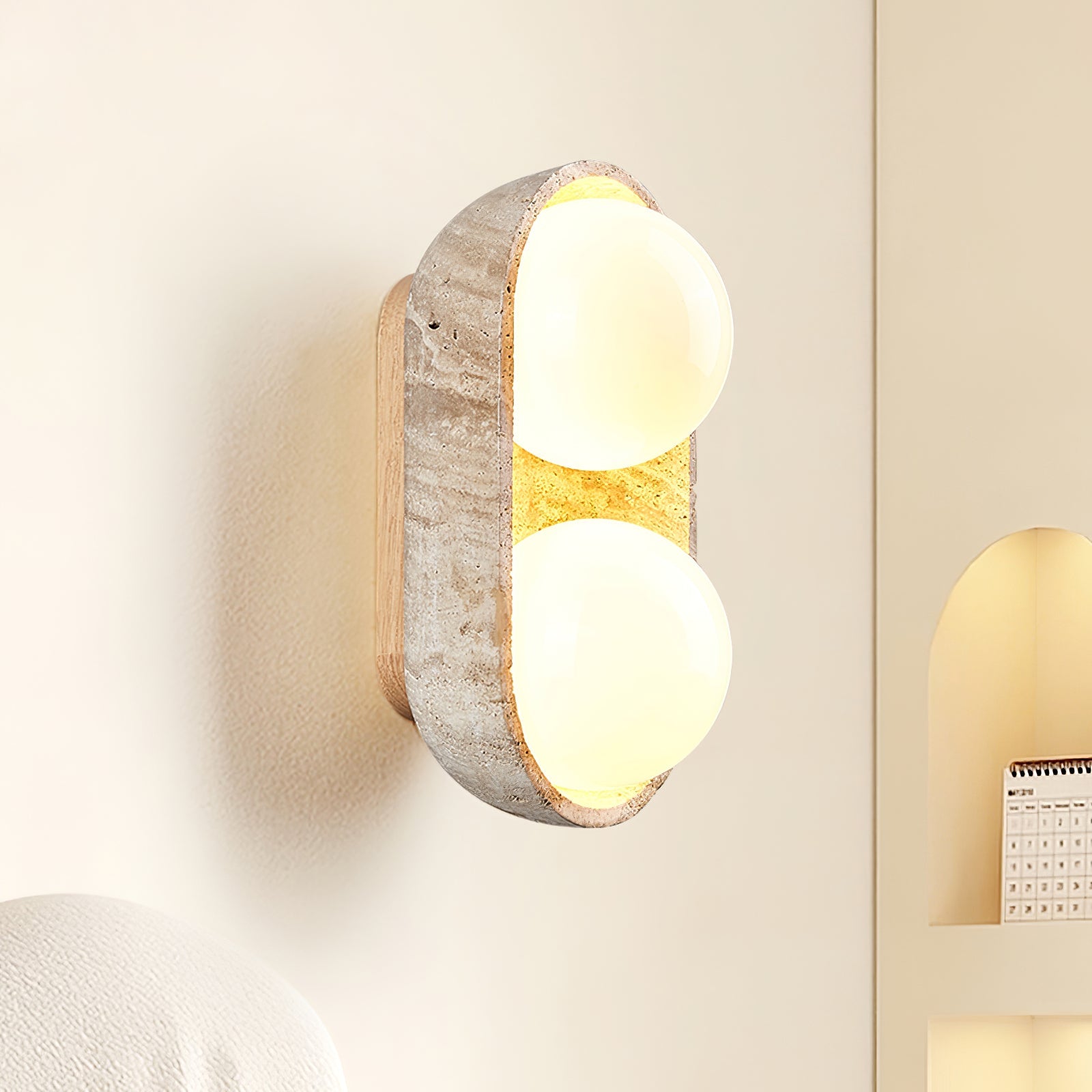 Trio Globe Travertine Wall Sconce - Blowlighting