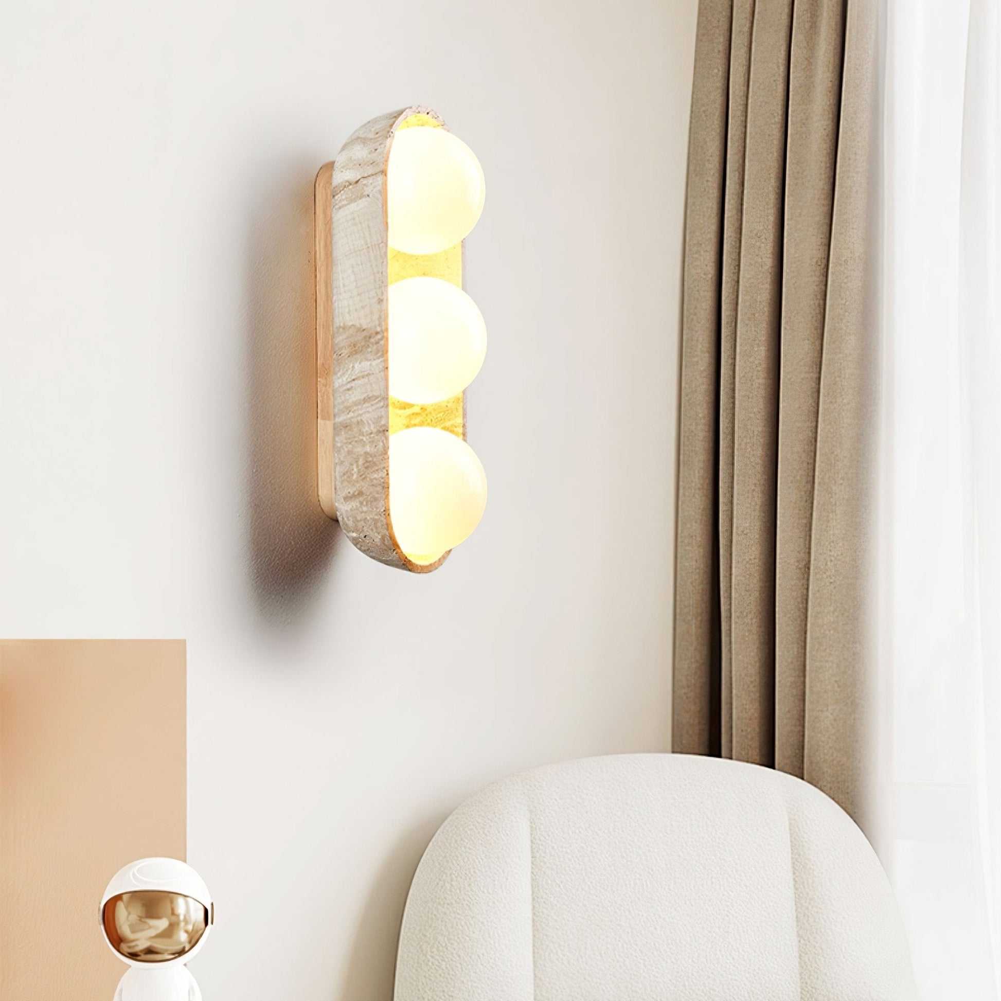 Trio Globe Travertine Wall Sconce - Blowlighting