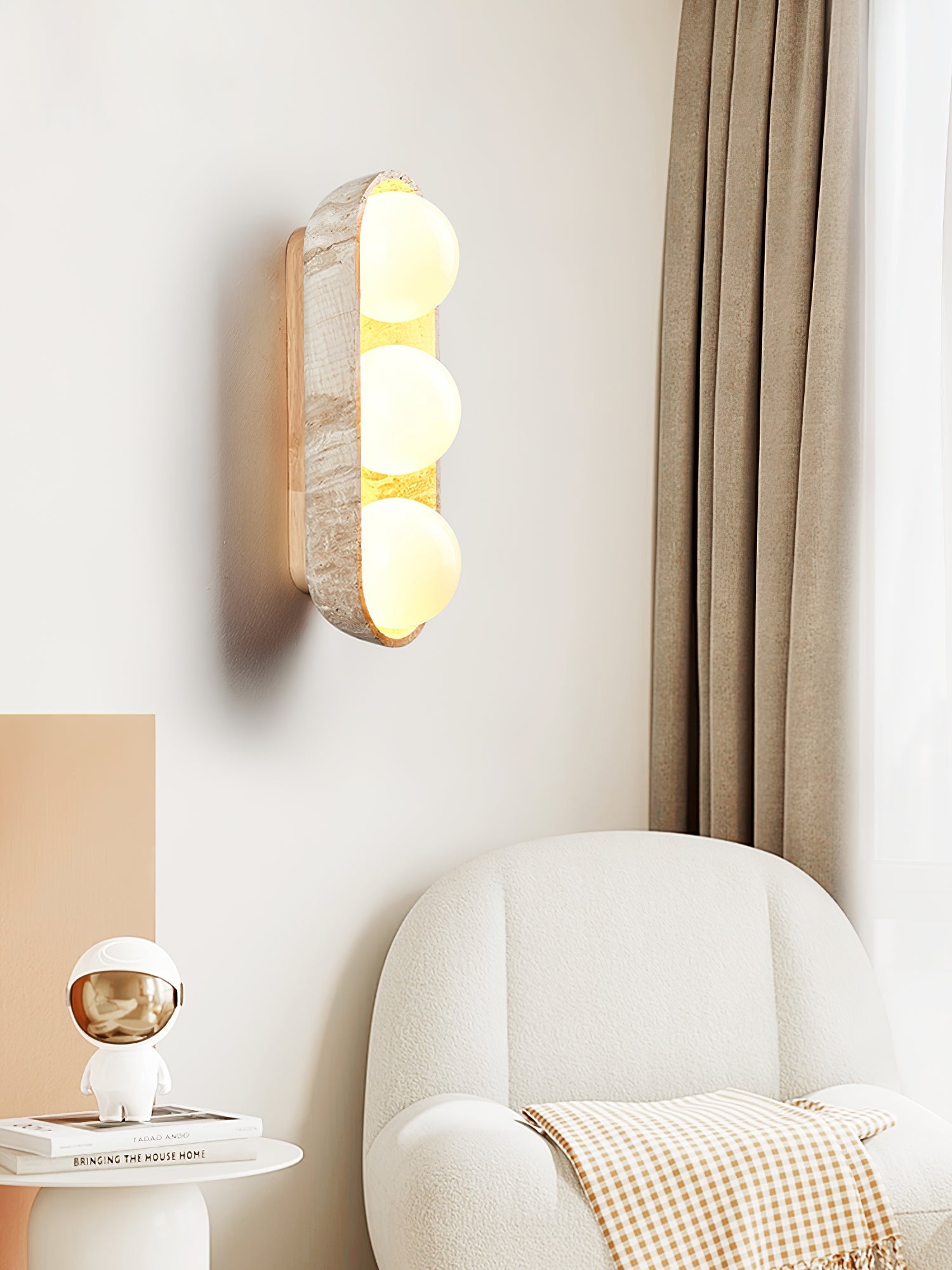 Trio Globe Travertine Wall Sconce - Blowlighting