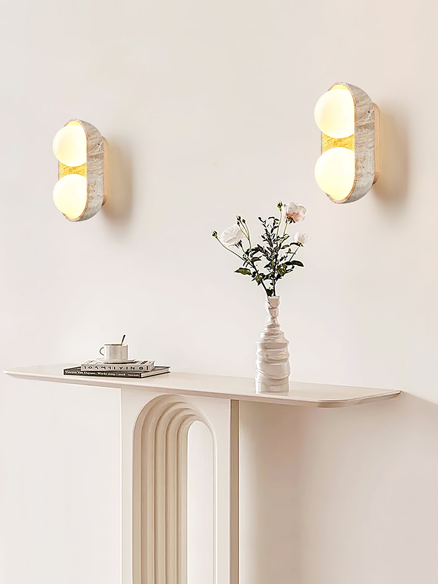Trio Globe Travertine Wall Sconce - Blowlighting