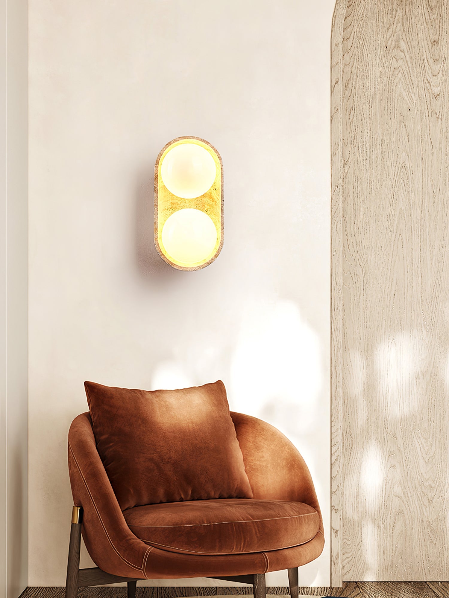 Trio Globe Travertine Wall Sconce - Blowlighting