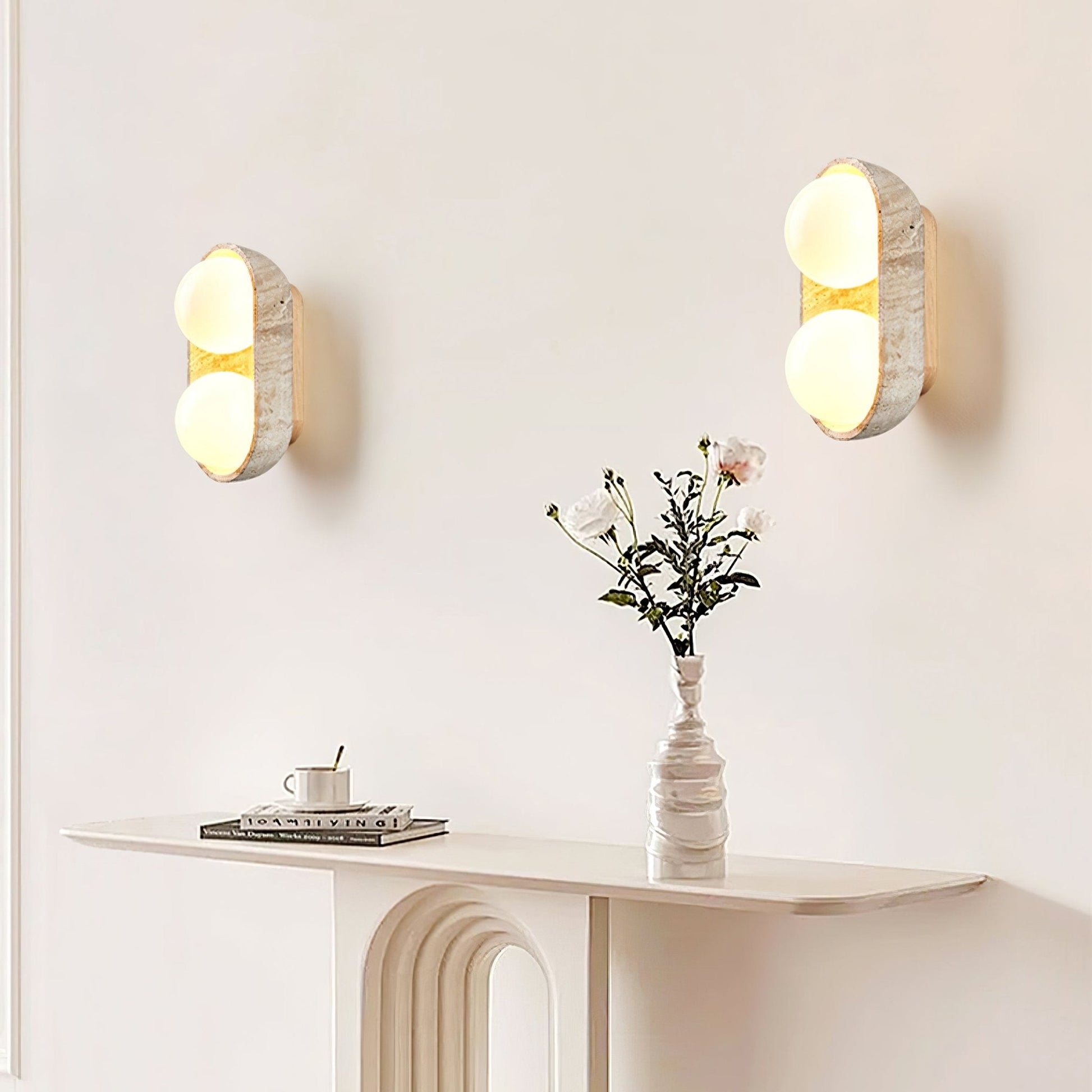 Trio Globe Travertine Wall Sconce - Blowlighting