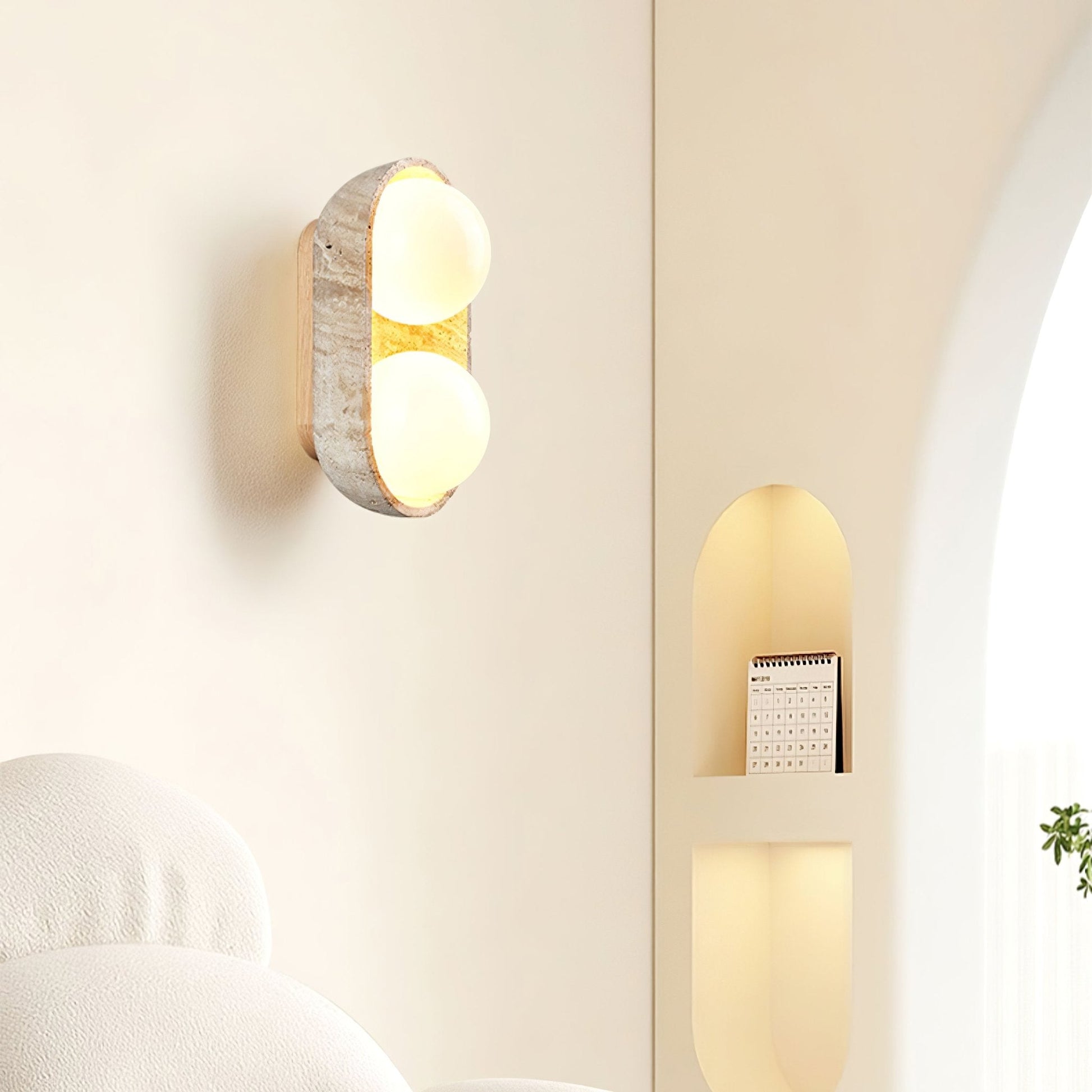 Trio Globe Travertine Wall Sconce - Blowlighting