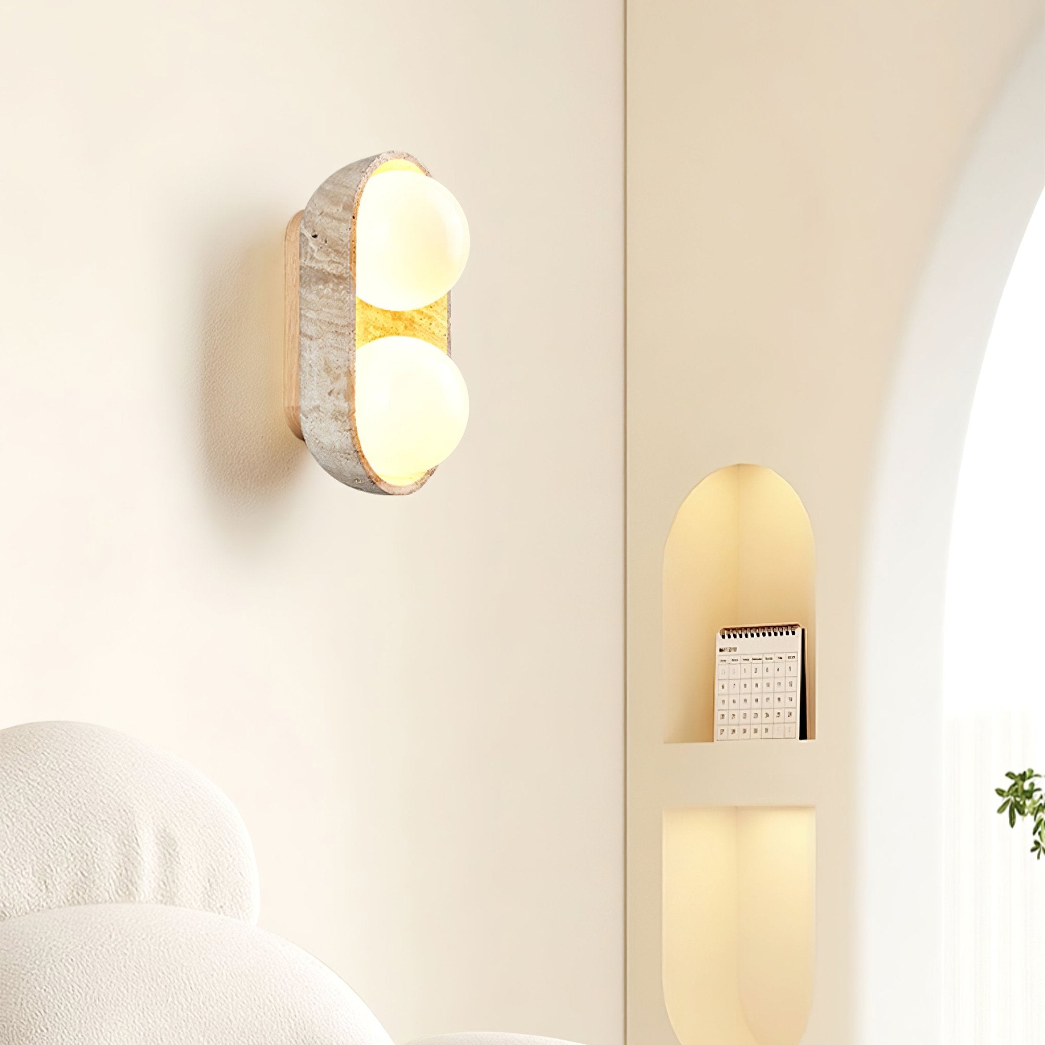 Trio Globe Travertine Wall Sconce - Blowlighting