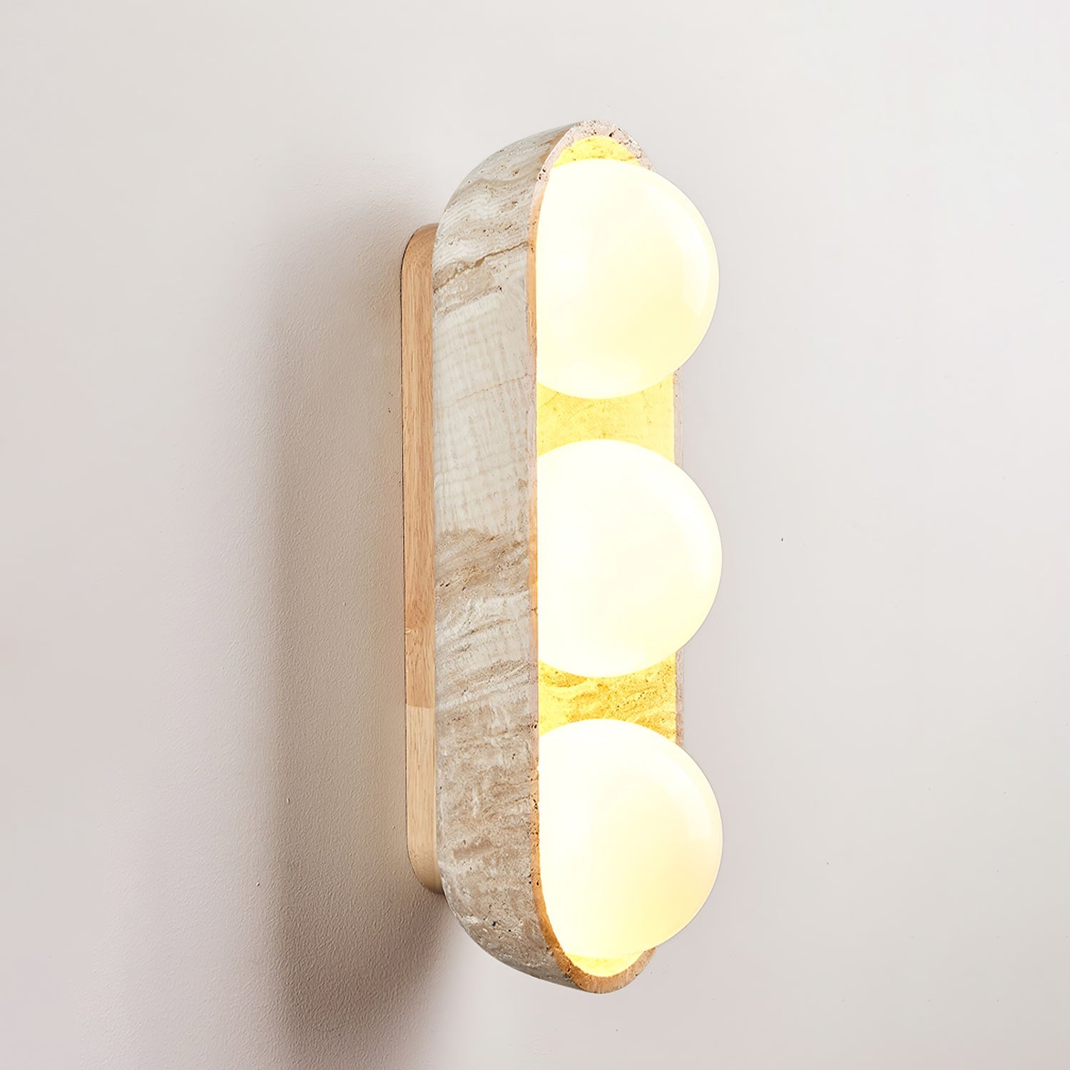 Trio Globe Travertine Wall Sconce - Blowlighting