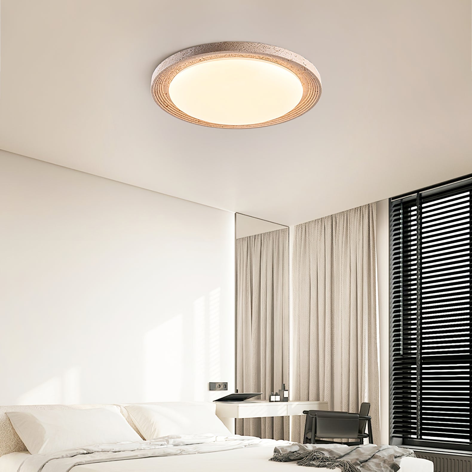 Olphaan Ringed Travertine Ceiling Light - Blowlighting