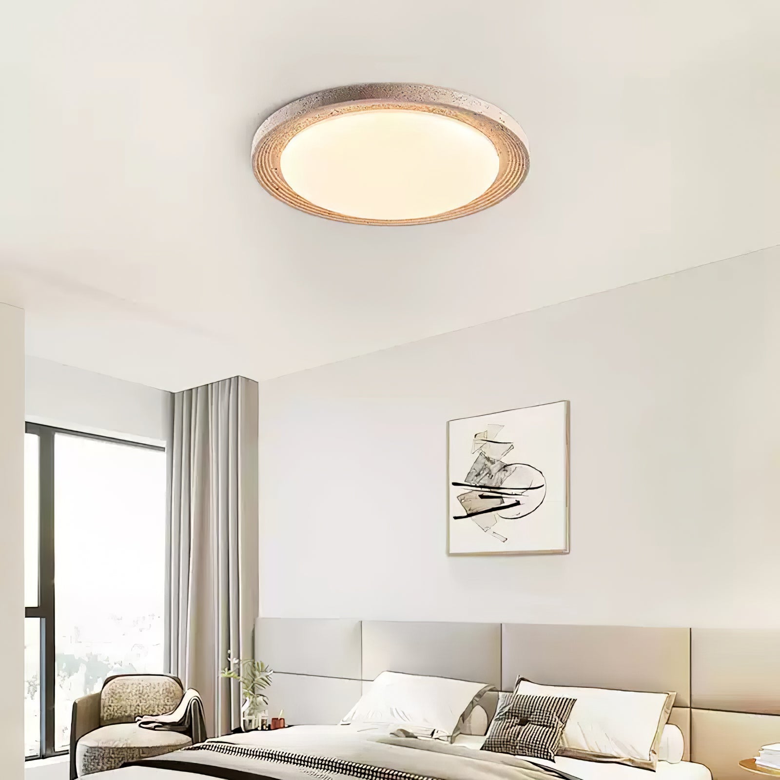 Olphaan Ringed Travertine Ceiling Light - Blowlighting
