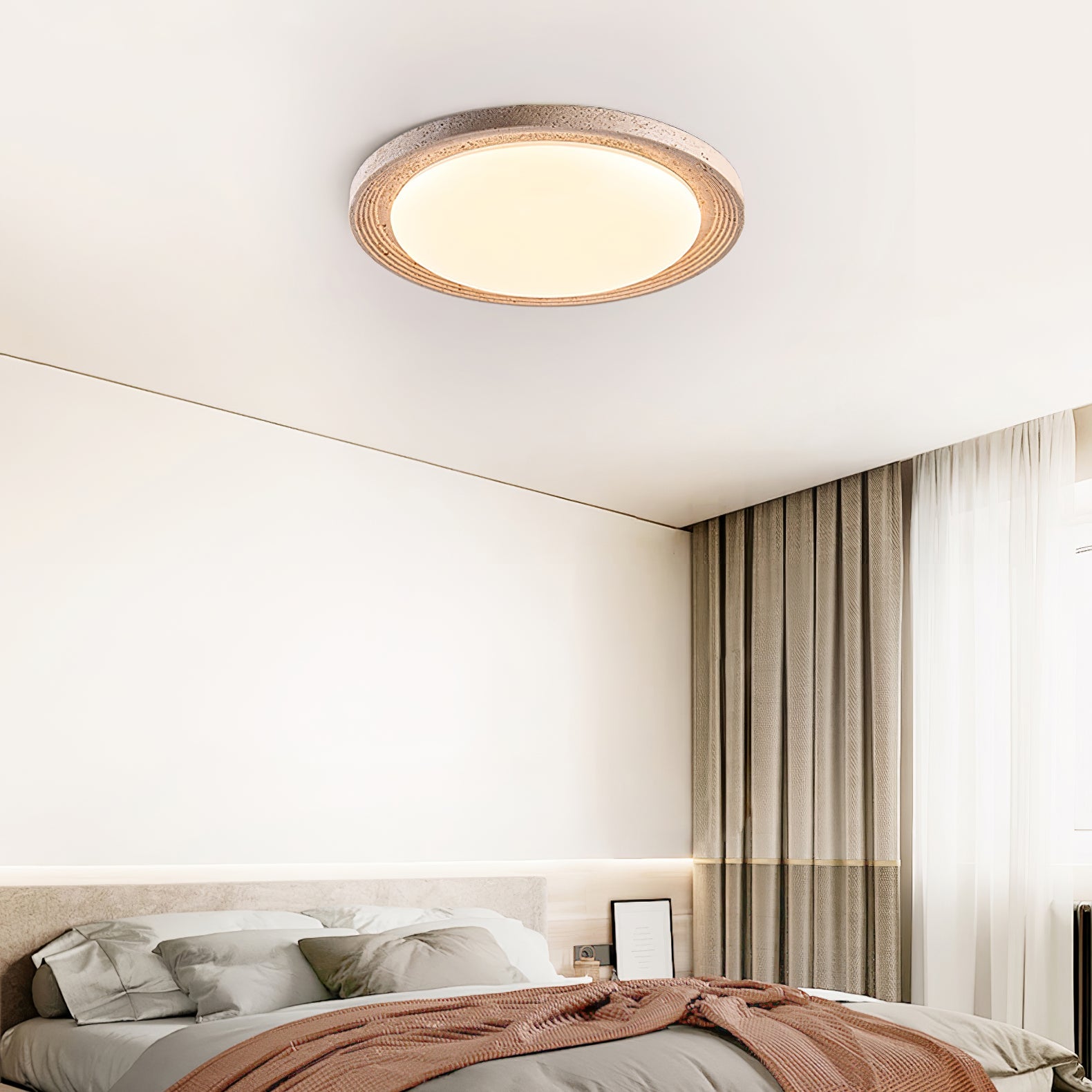 Olphaan Ringed Travertine Ceiling Light - Blowlighting