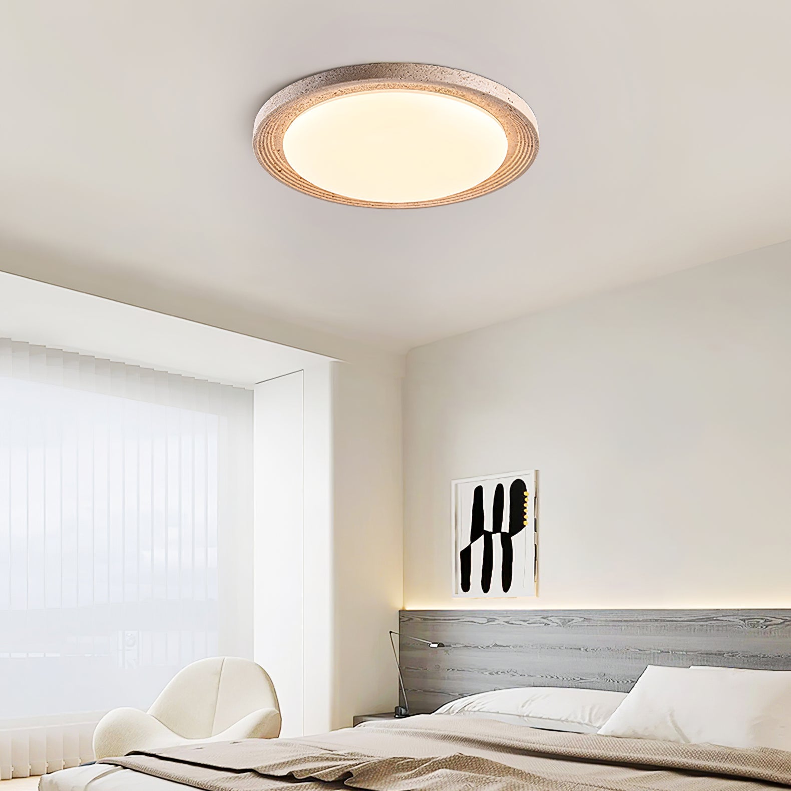 Olphaan Ringed Travertine Ceiling Light - Blowlighting