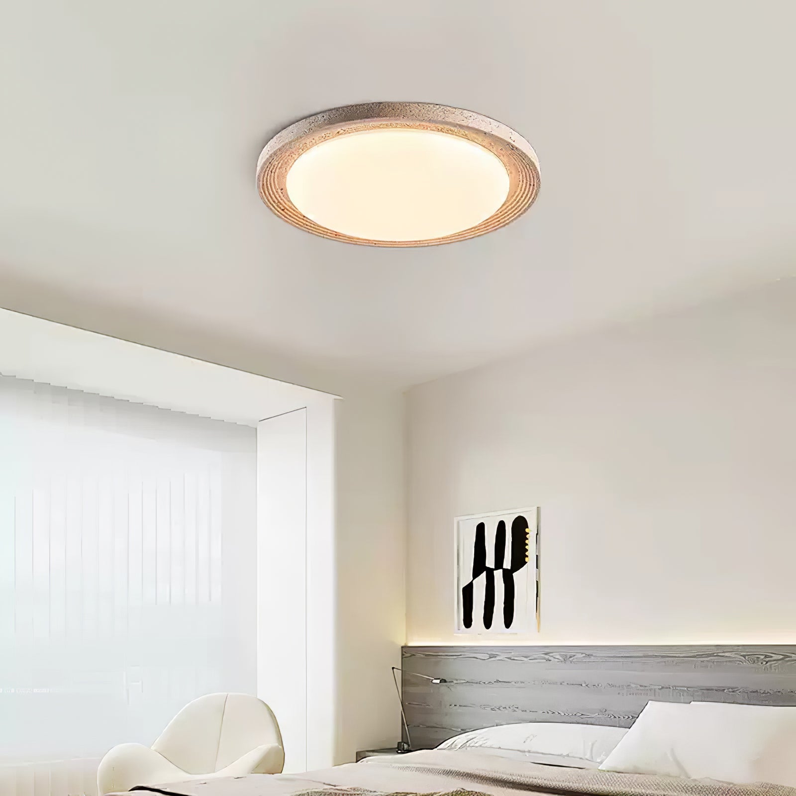 Olphaan Ringed Travertine Ceiling Light - Blowlighting