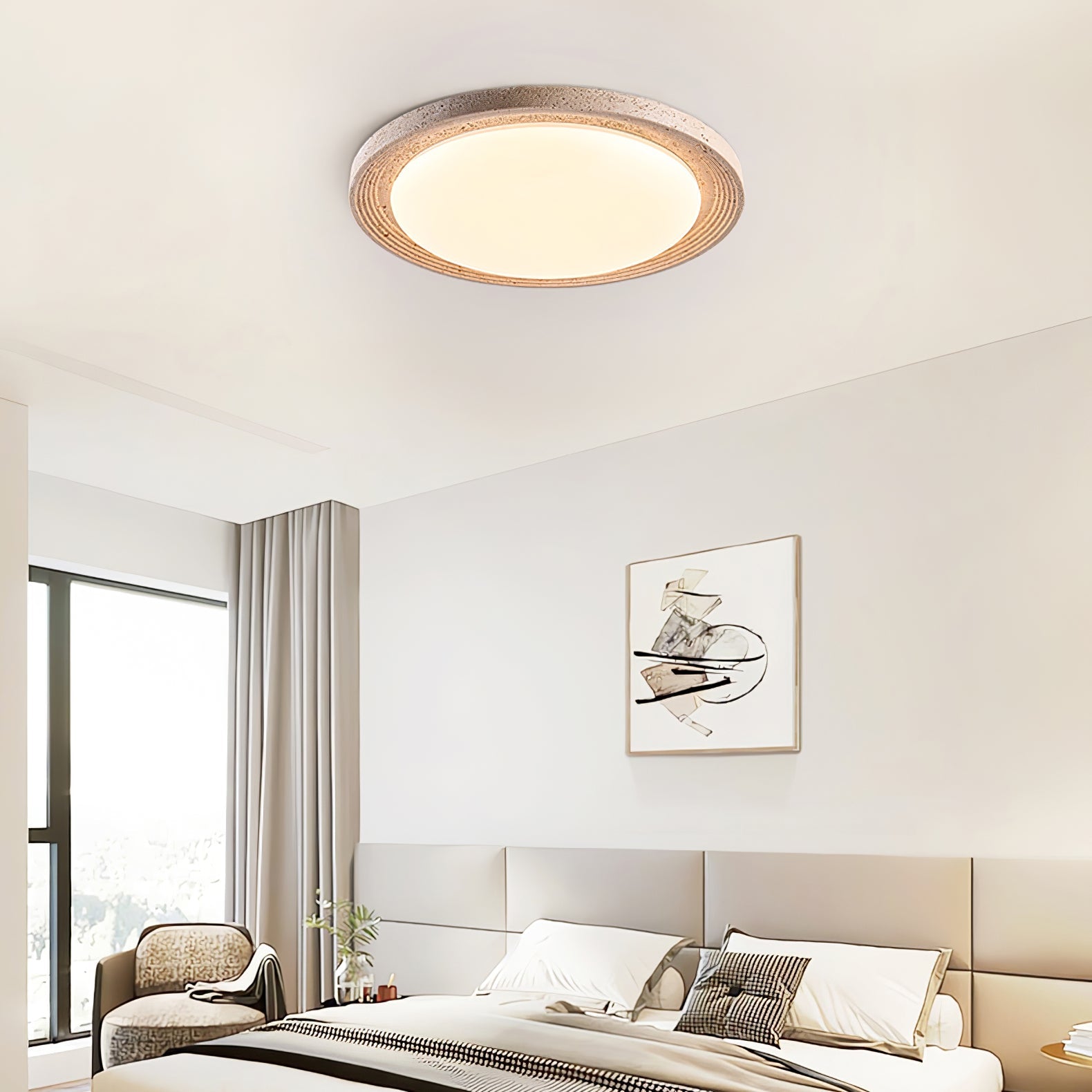 Olphaan Ringed Travertine Ceiling Light - Blowlighting