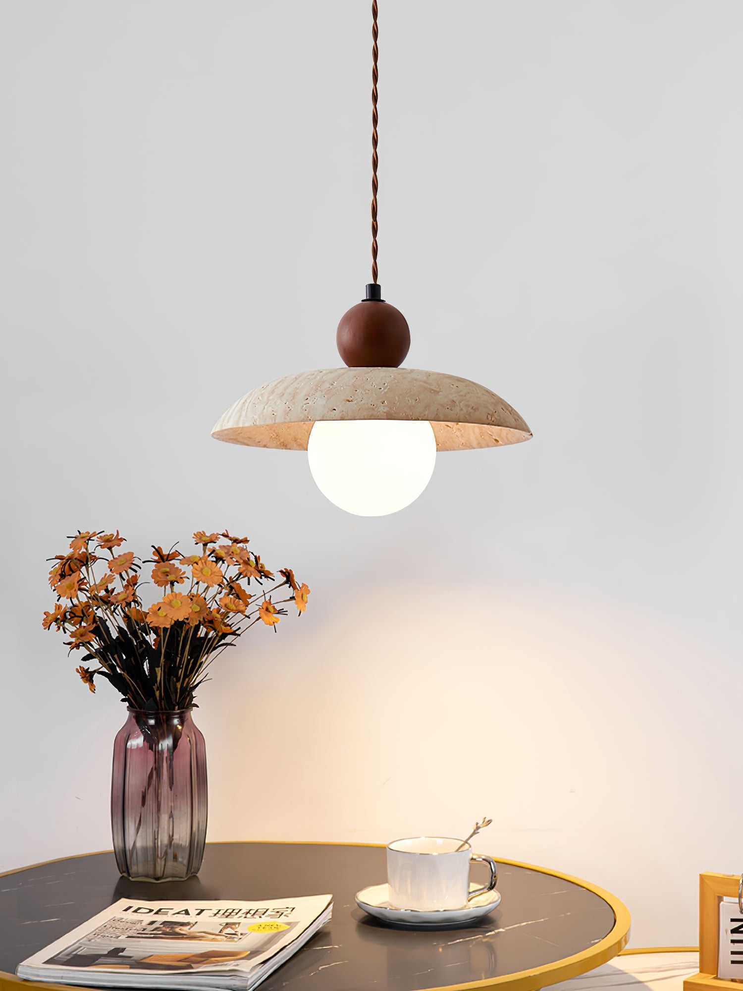 Soleil Travertine Pendant Light - Blowlighting
