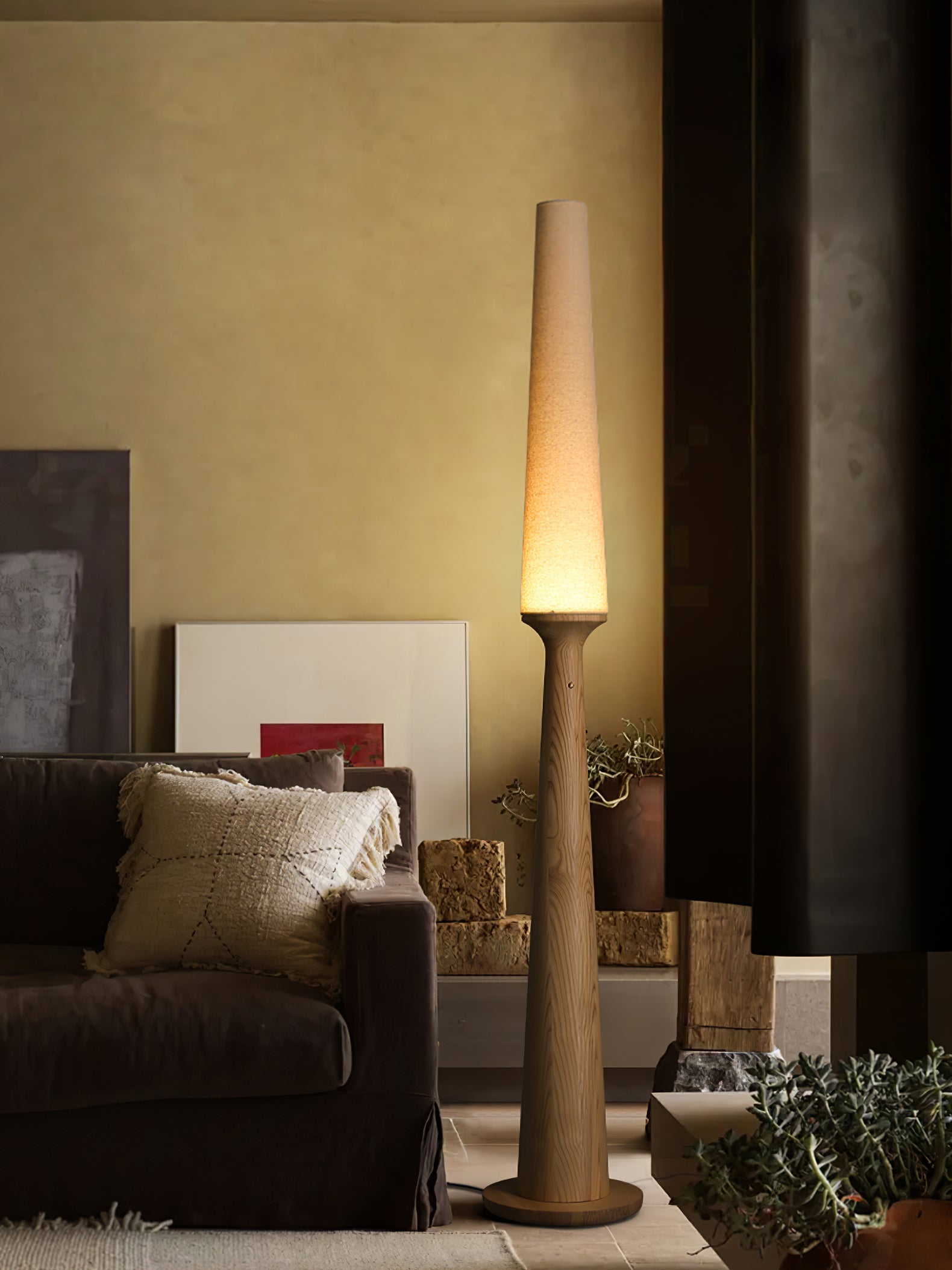 Vetheora Tapered Wood Floor Lamp - Blowlighting
