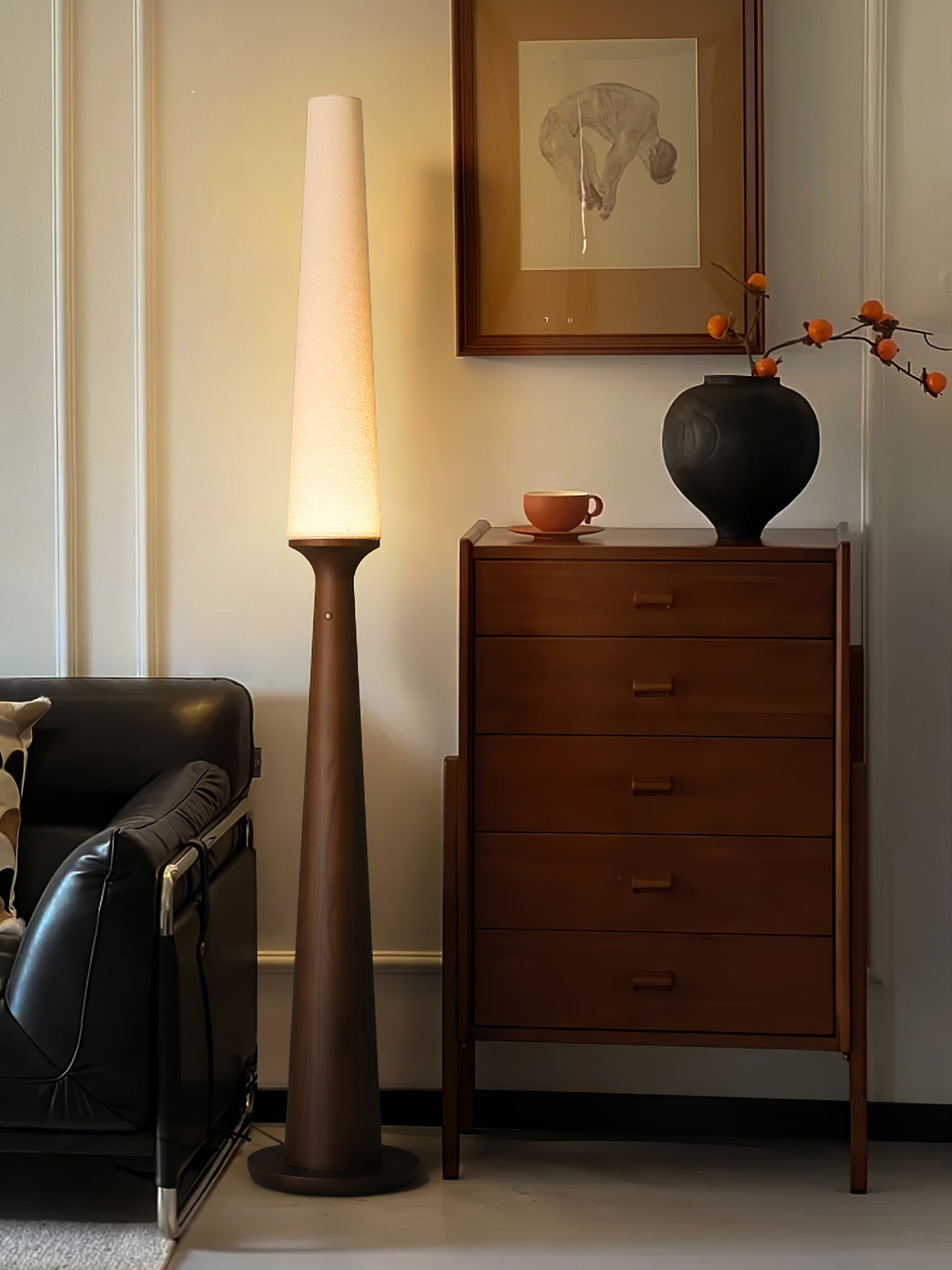 Vetheora Tapered Wood Floor Lamp - Blowlighting