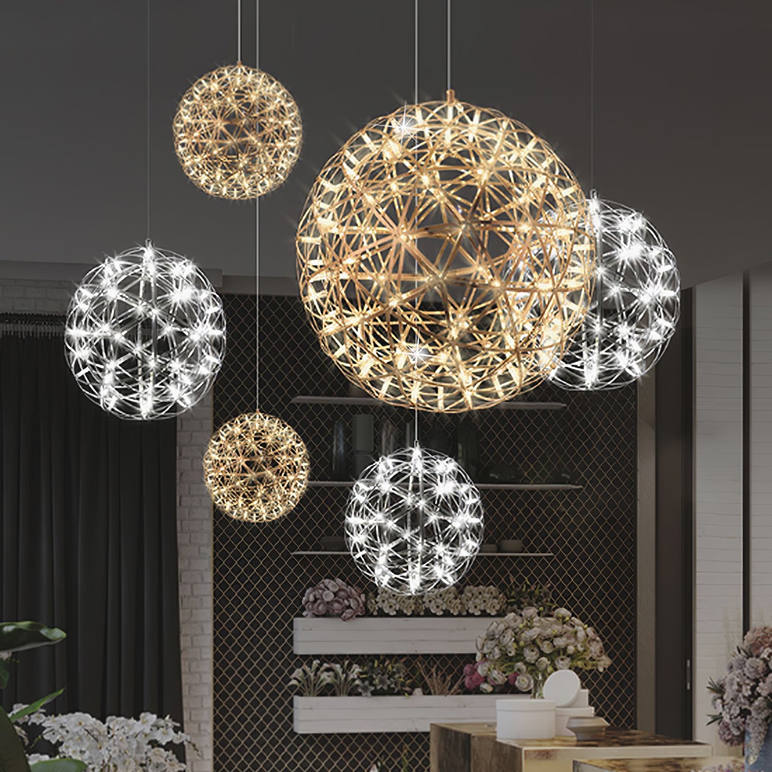 Silver Spark Ball Pendant Light - Blowlighting