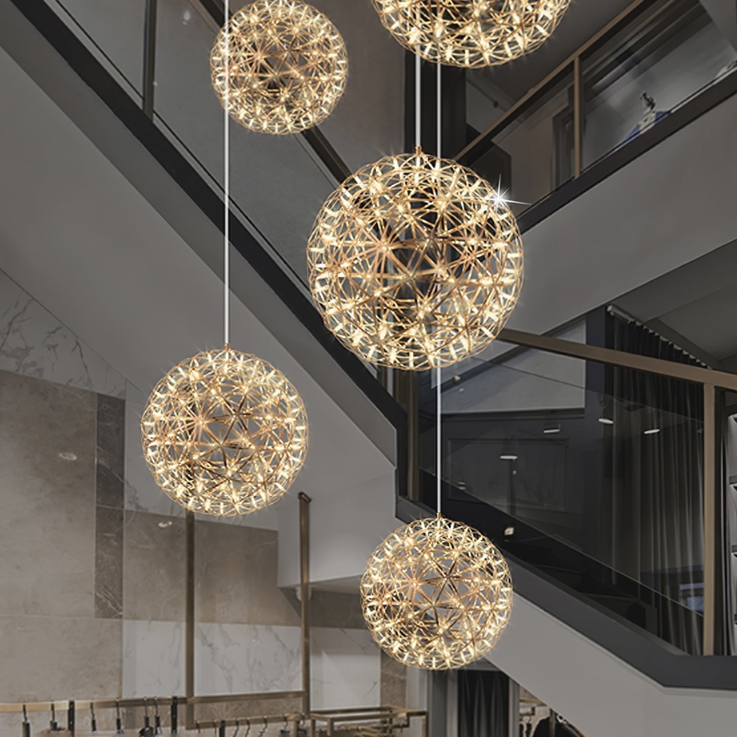 Gold Spark Ball Pendant Light - Blowlighting