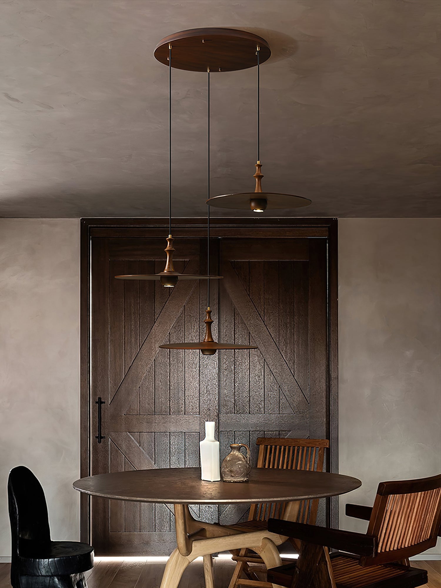Syrinyra Sculptural Wood Disc Pendant Light - Blowlighting