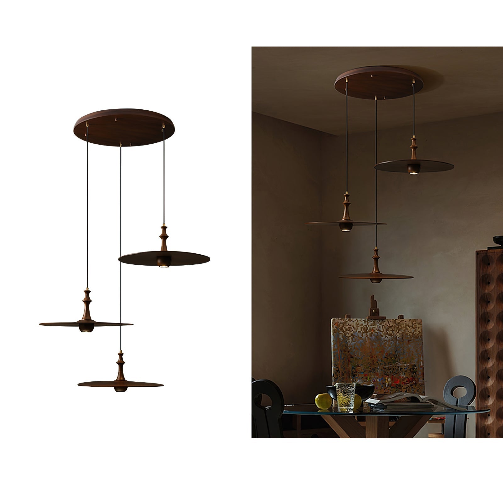 Syrinyra Sculptural Wood Disc Pendant Light - Blowlighting